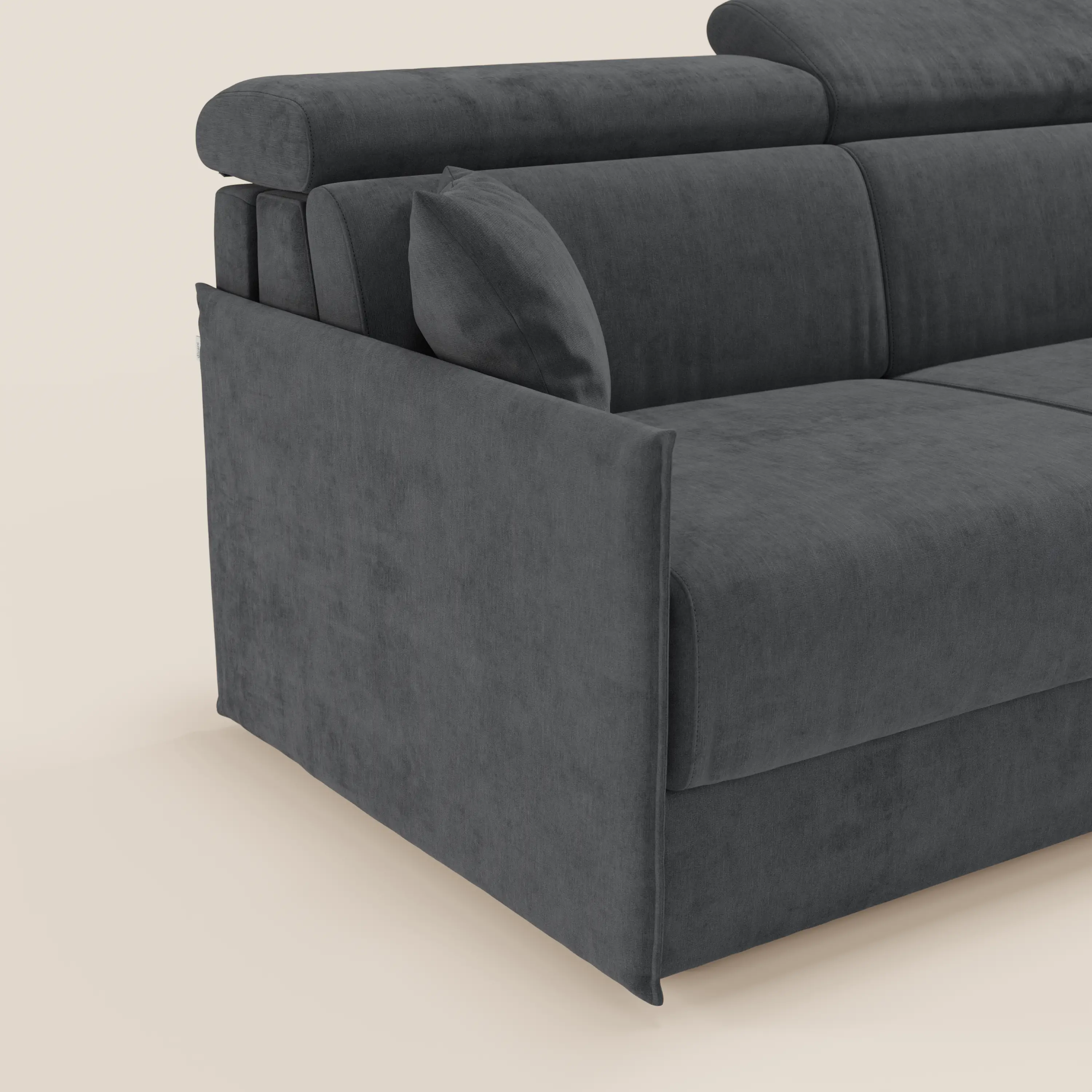Miryam canapé convertible d'angle compact - têtières inclinables et méridienne coffre en tissu détachable T31 - Image 199