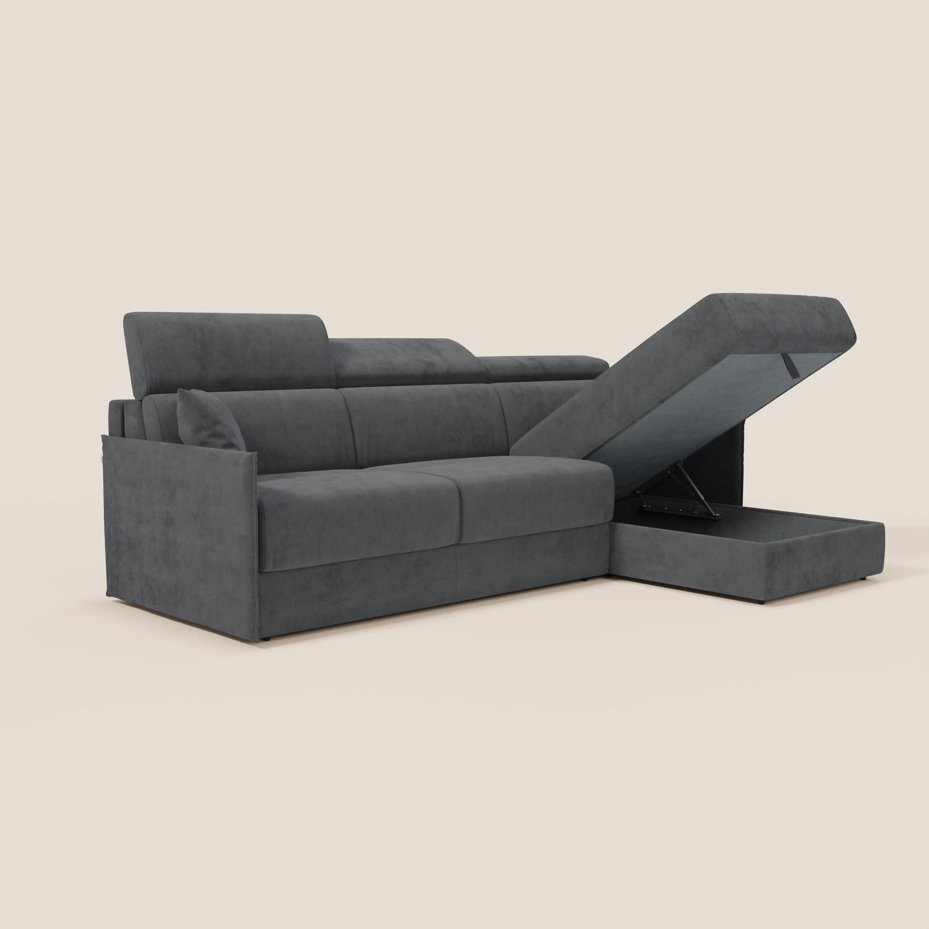 Miryam canapé convertible d'angle compact - têtières inclinables et méridienne coffre en tissu détachable T31 - Image 201