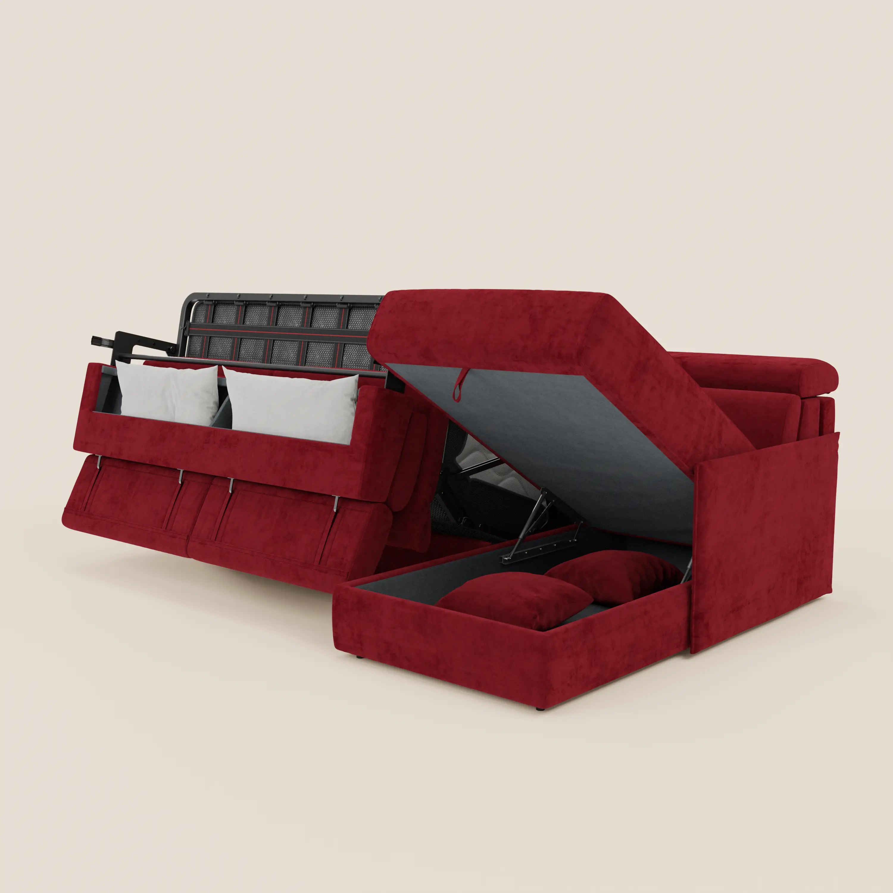 Miryam canapé convertible d'angle compact - têtières inclinables et méridienne coffre en tissu détachable T31 - Image 216