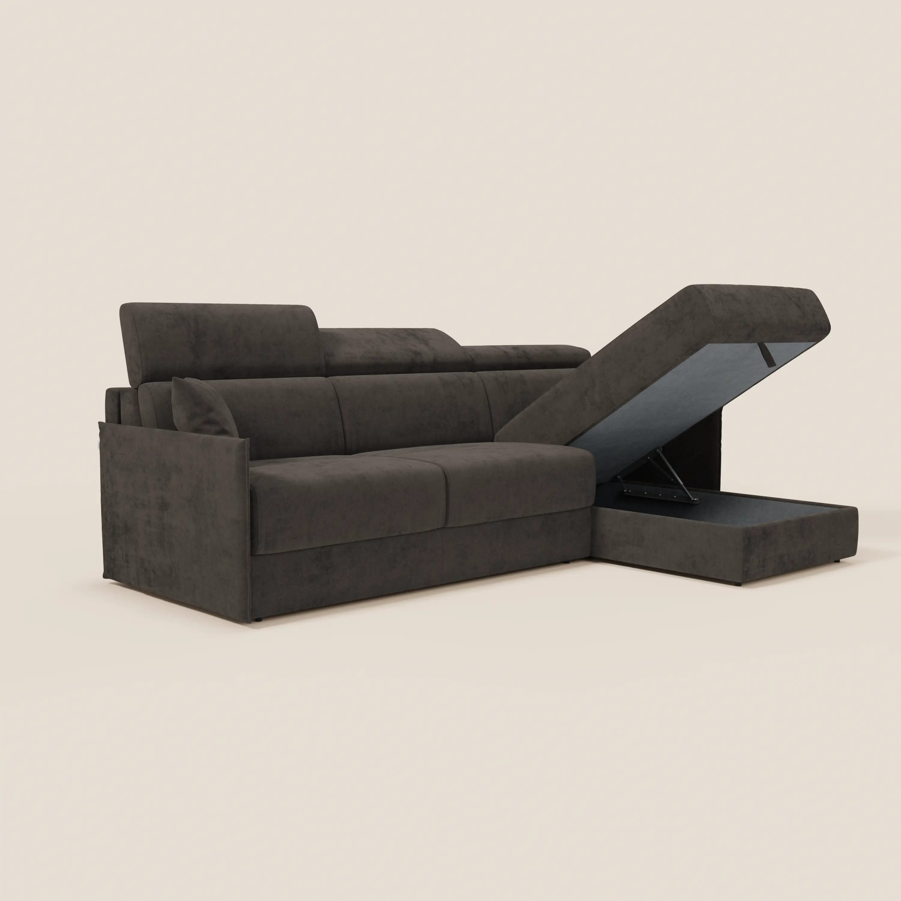 Miryam canapé convertible d'angle compact - têtières inclinables et méridienne coffre en tissu détachable T31 - Image 233
