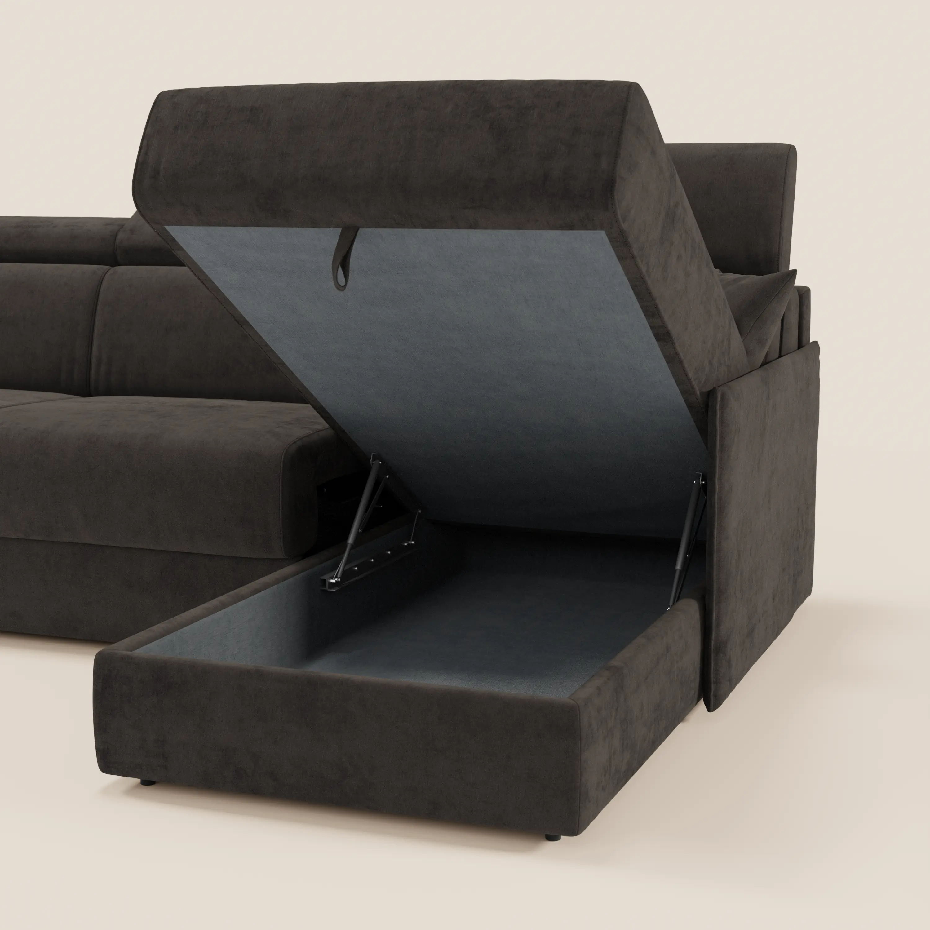 Miryam canapé convertible d'angle compact - têtières inclinables et méridienne coffre en tissu détachable T31 - Image 235
