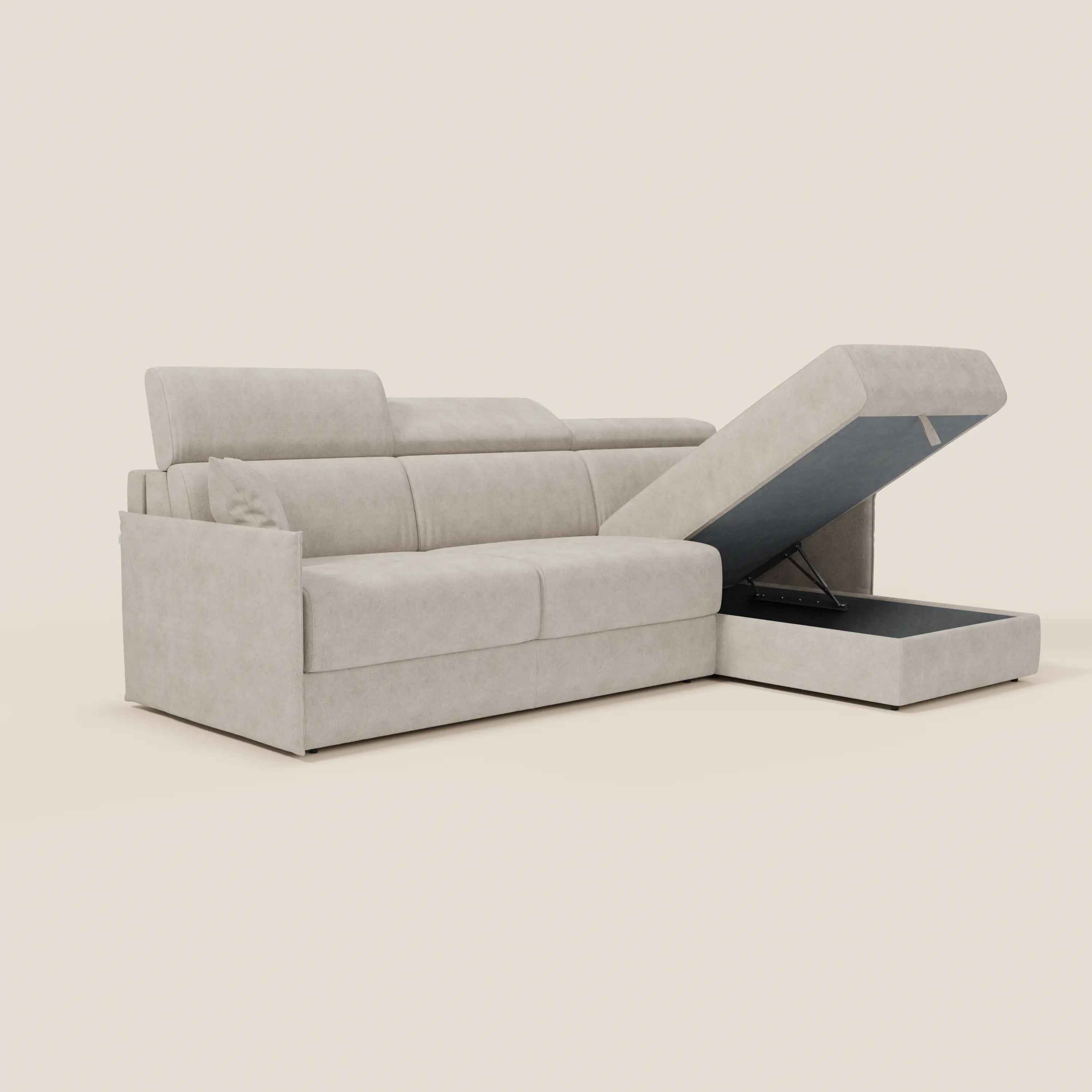 Miryam canapé convertible d'angle compact - têtières inclinables et méridienne coffre en tissu détachable T31 - Image 25