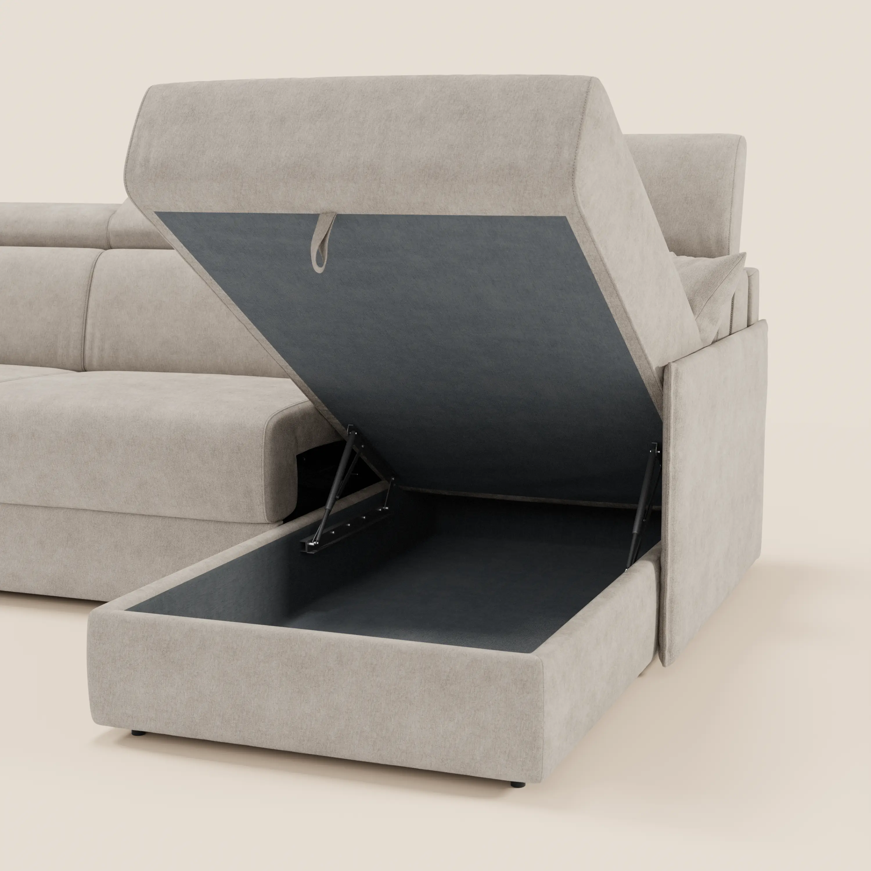 Miryam canapé convertible d'angle compact - têtières inclinables et méridienne coffre en tissu détachable T31 - Image 27