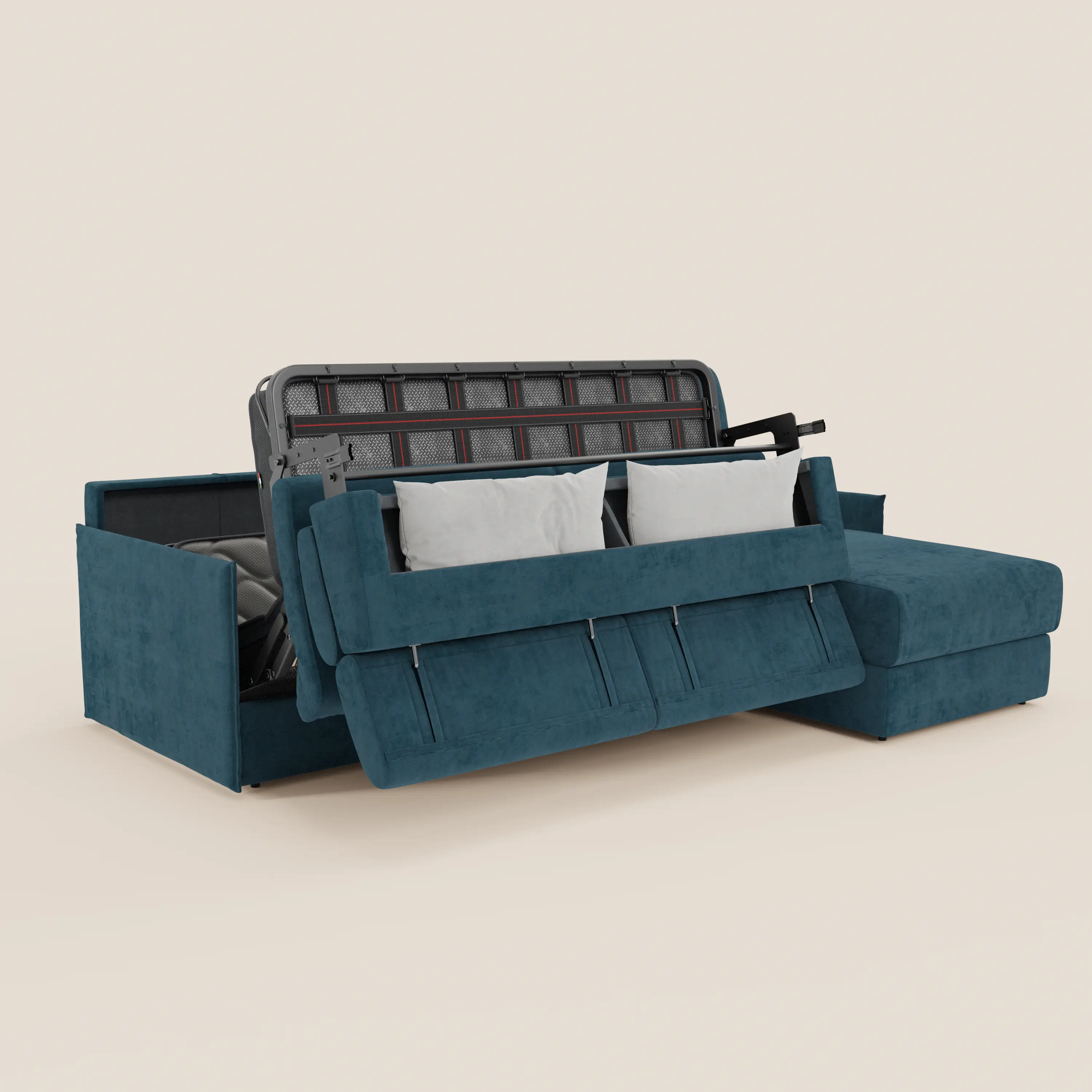 Miryam canapé convertible d'angle compact - têtières inclinables et méridienne coffre en tissu détachable T31 - Image 37