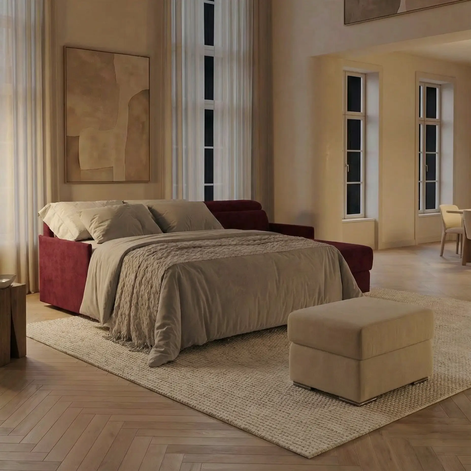 Miryam canapé convertible d'angle compact - têtières inclinables et méridienne coffre en tissu détachable T31 - Image 4