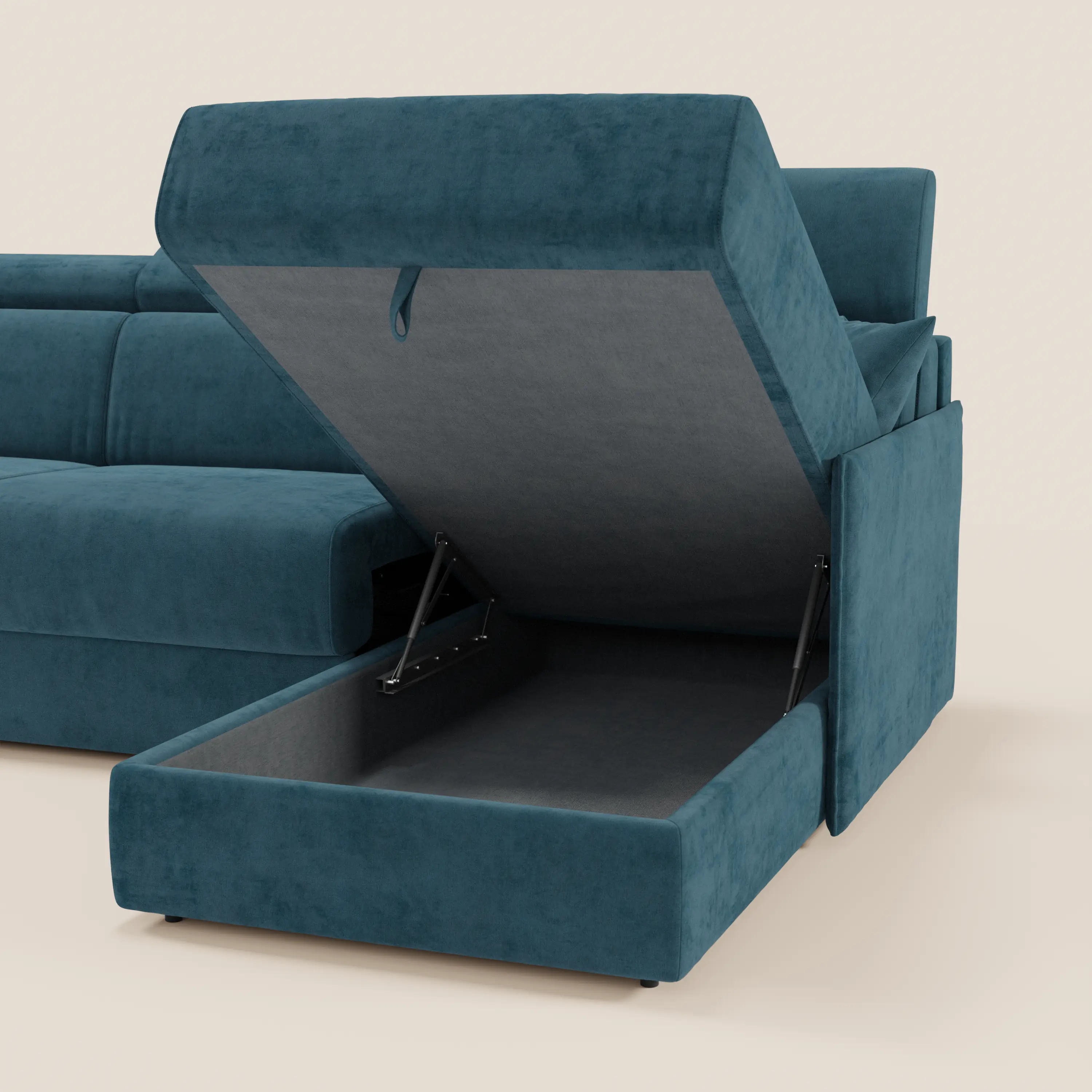 Miryam canapé convertible d'angle compact - têtières inclinables et méridienne coffre en tissu détachable T31 - Image 43