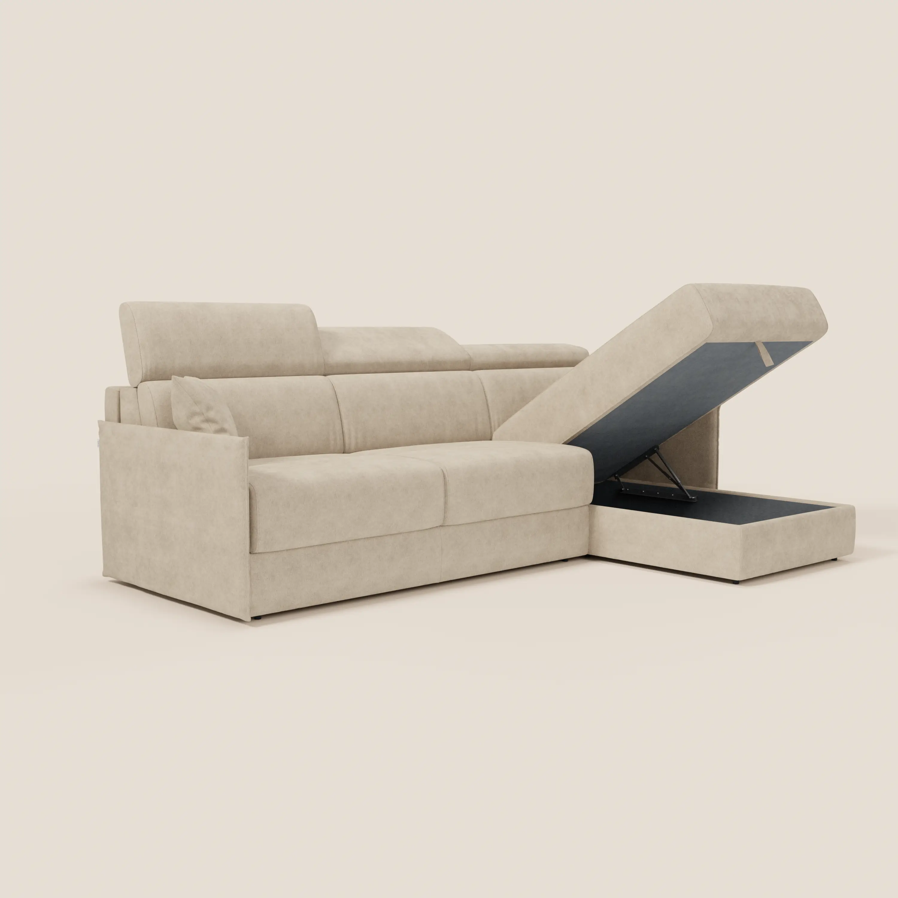 Miryam canapé convertible d'angle compact - têtières inclinables et méridienne coffre en tissu détachable T31 - Image 57