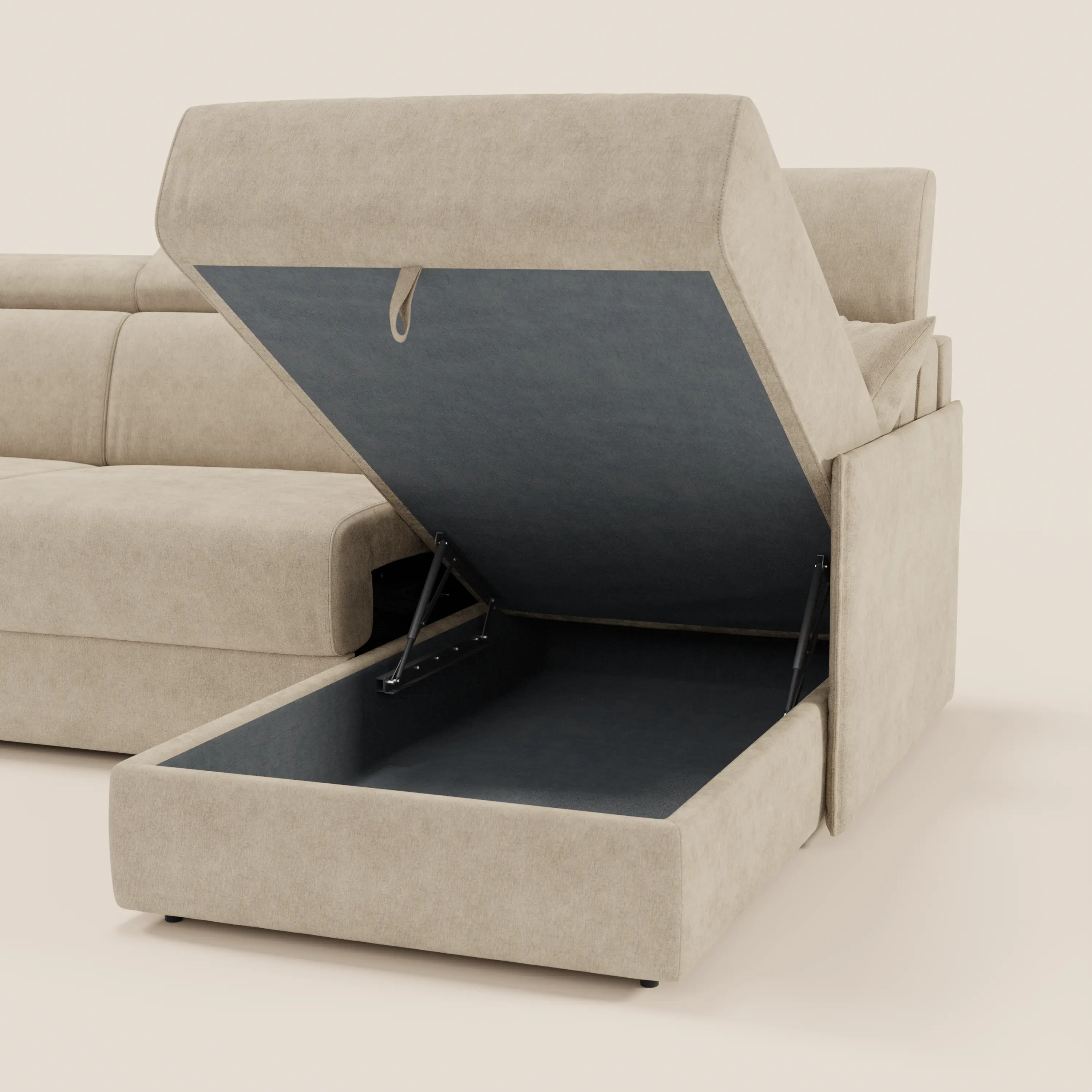 Miryam canapé convertible d'angle compact - têtières inclinables et méridienne coffre en tissu détachable T31 - Image 59