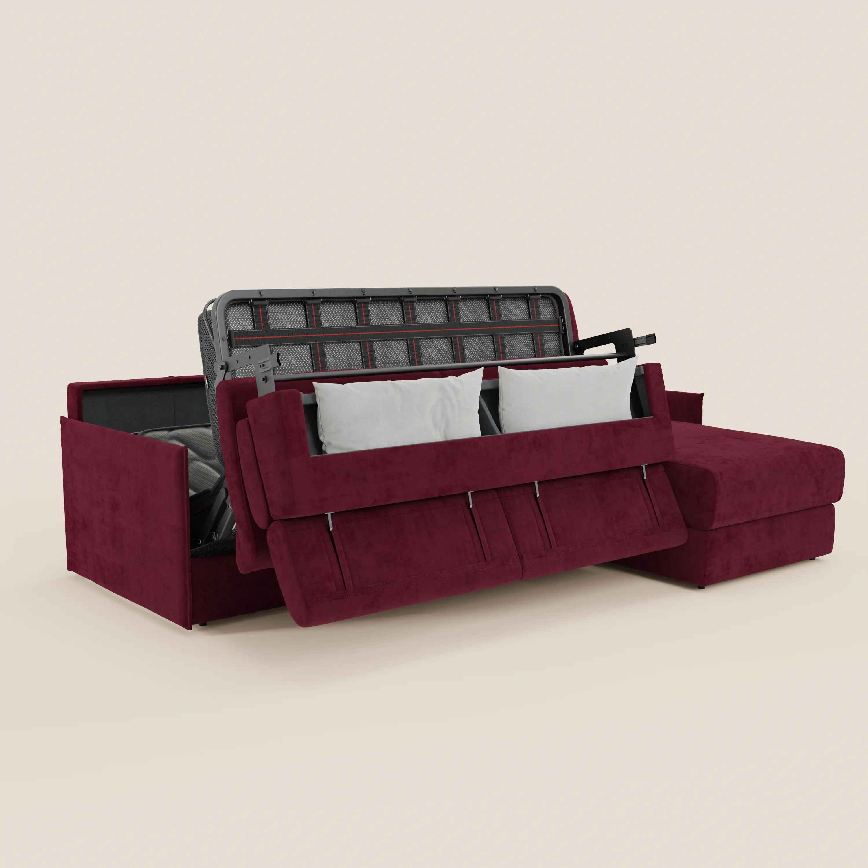 Miryam canapé convertible d'angle compact - têtières inclinables et méridienne coffre en tissu détachable T31 - Image 6