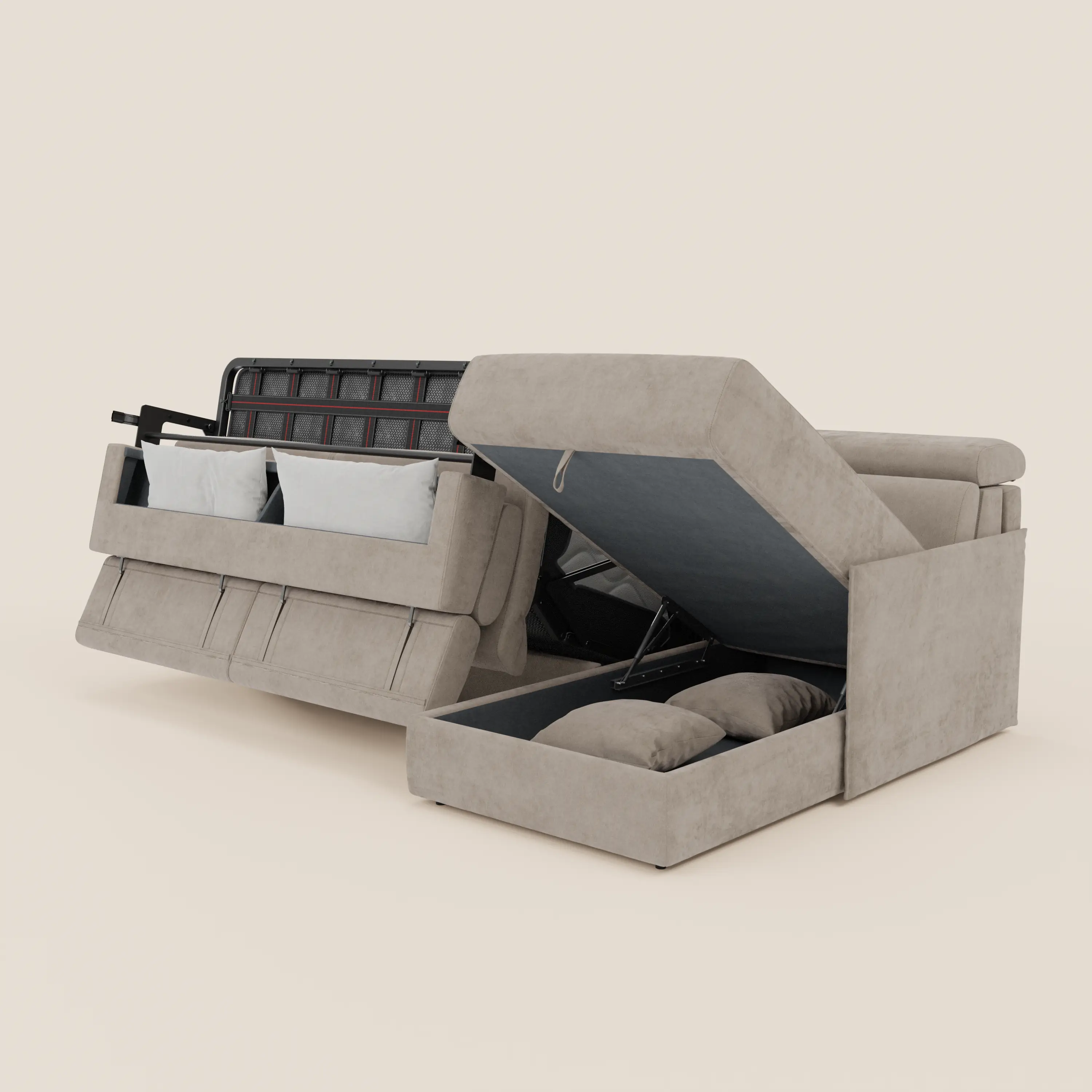 Miryam canapé convertible d'angle compact - têtières inclinables et méridienne coffre en tissu détachable T31 - Image 72