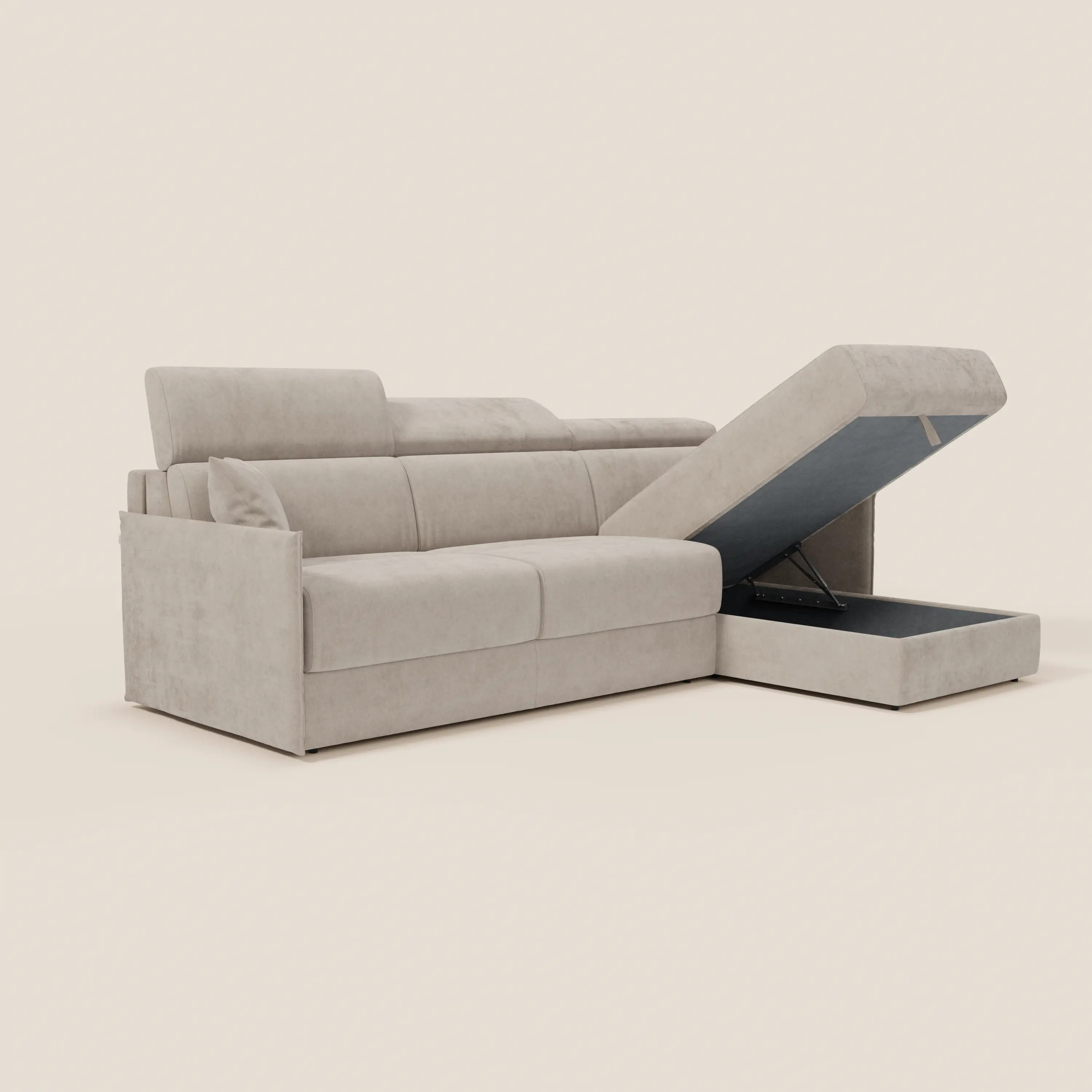 Miryam canapé convertible d'angle compact - têtières inclinables et méridienne coffre en tissu détachable T31 - Image 73