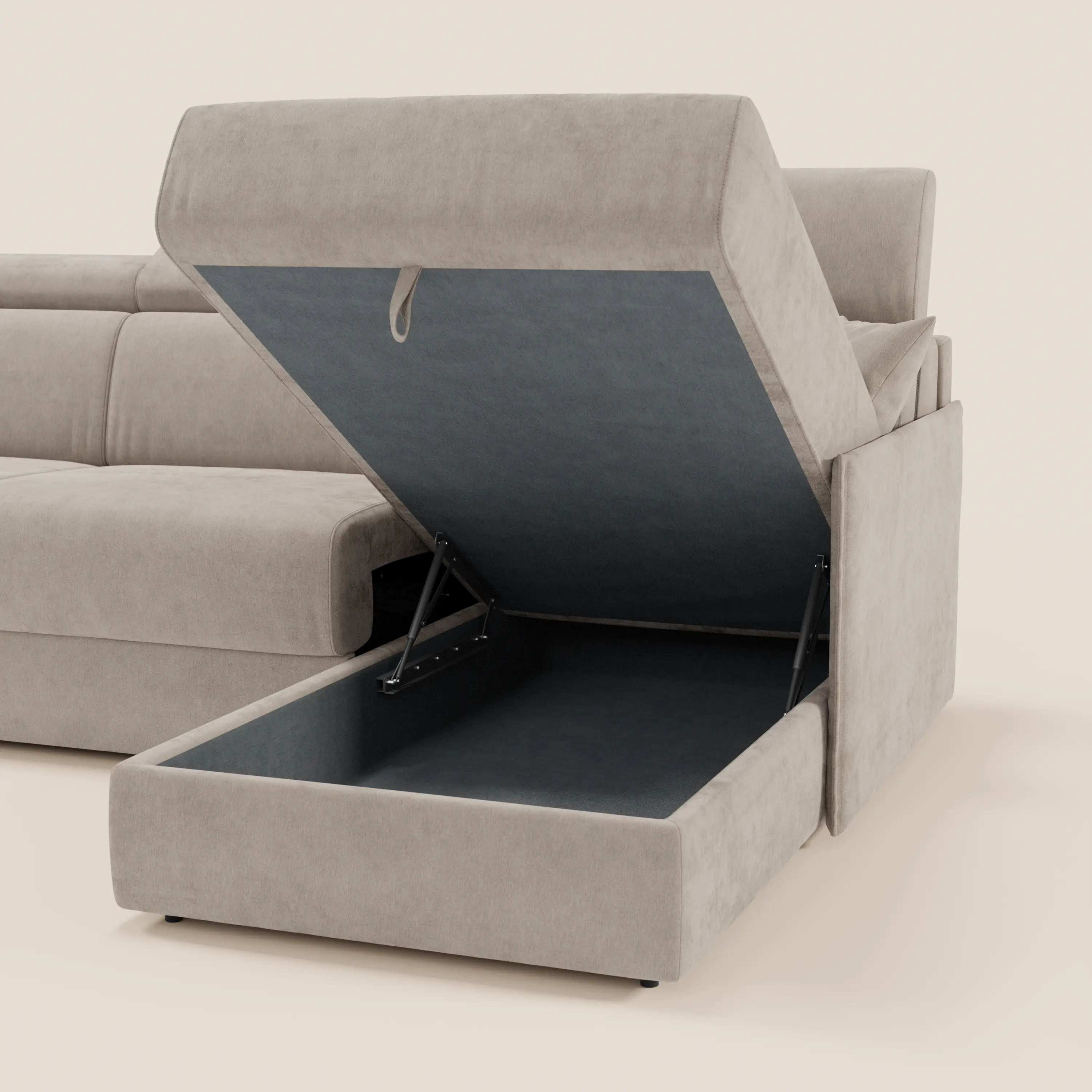 Miryam canapé convertible d'angle compact - têtières inclinables et méridienne coffre en tissu détachable T31 - Image 75