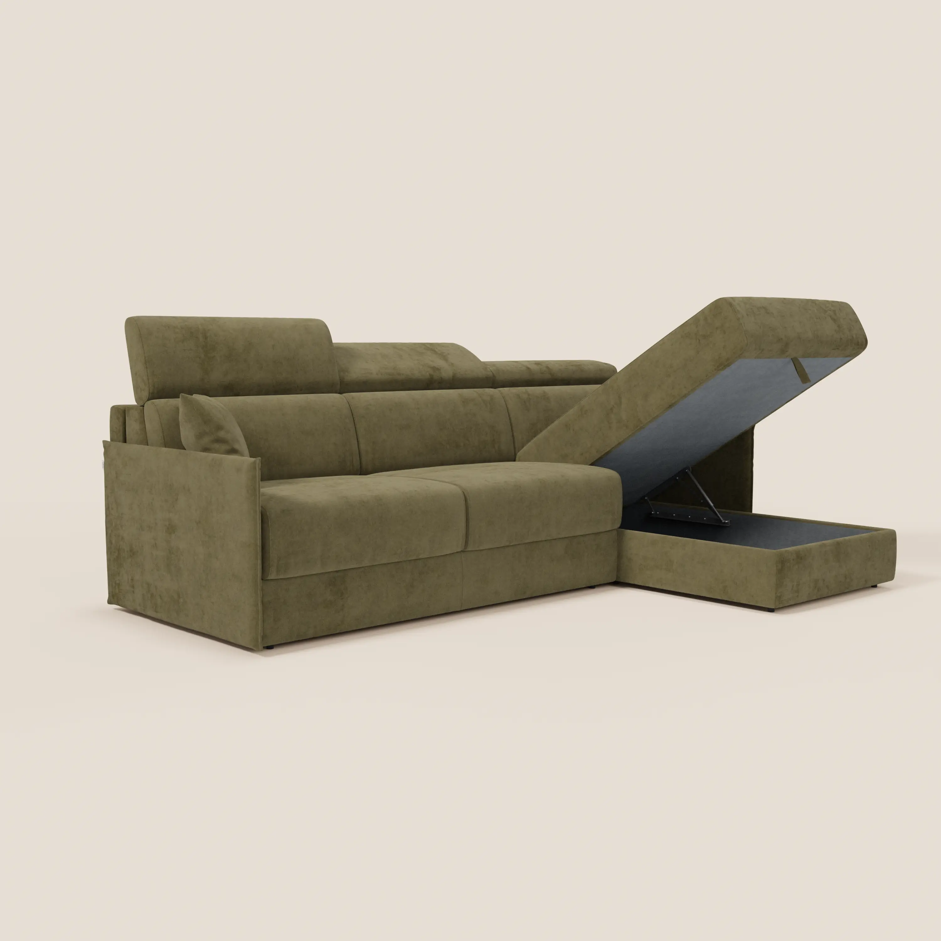 Miryam canapé convertible d'angle compact - têtières inclinables et méridienne coffre en tissu détachable T31 - Image 89