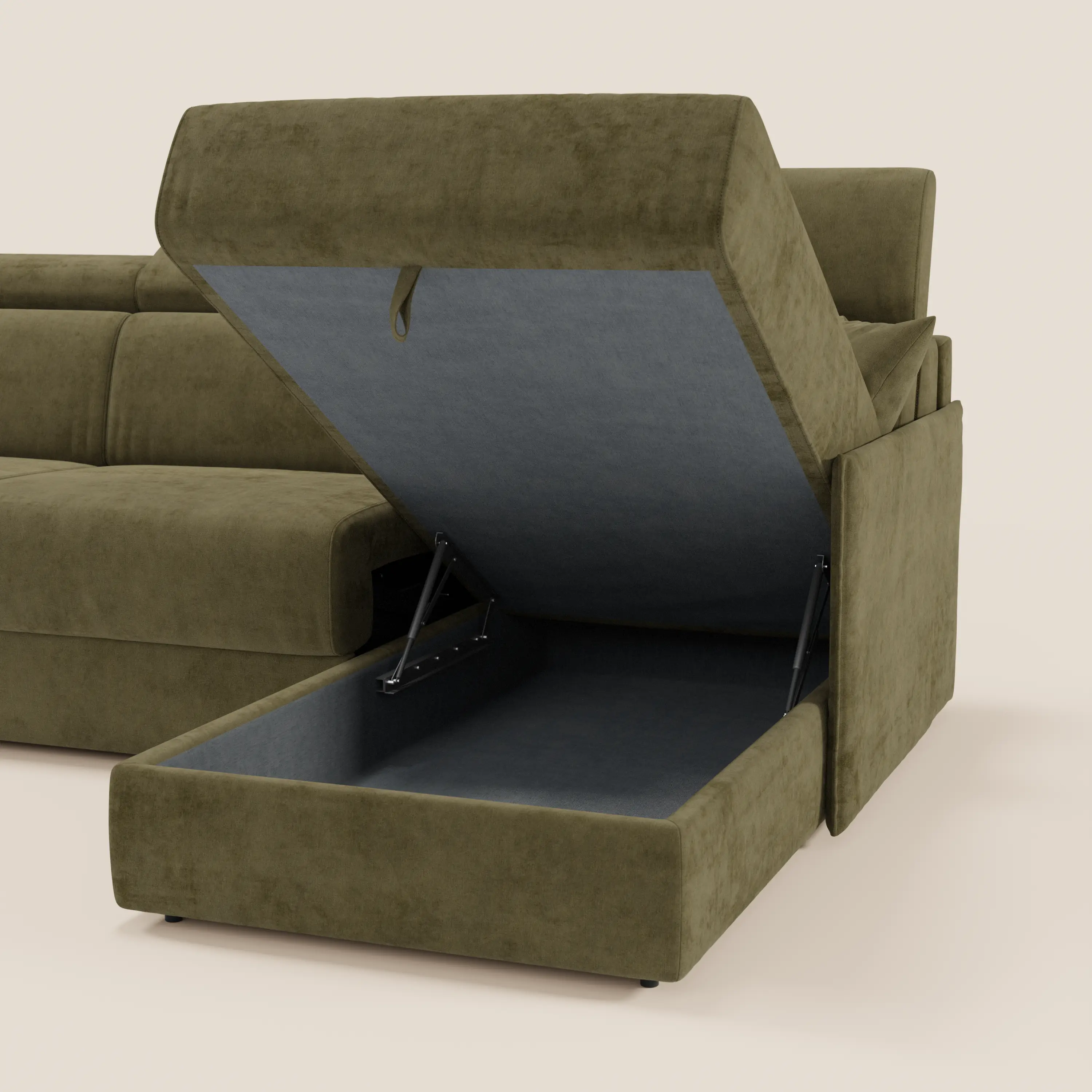 Miryam canapé convertible d'angle compact - têtières inclinables et méridienne coffre en tissu détachable T31 - Image 91