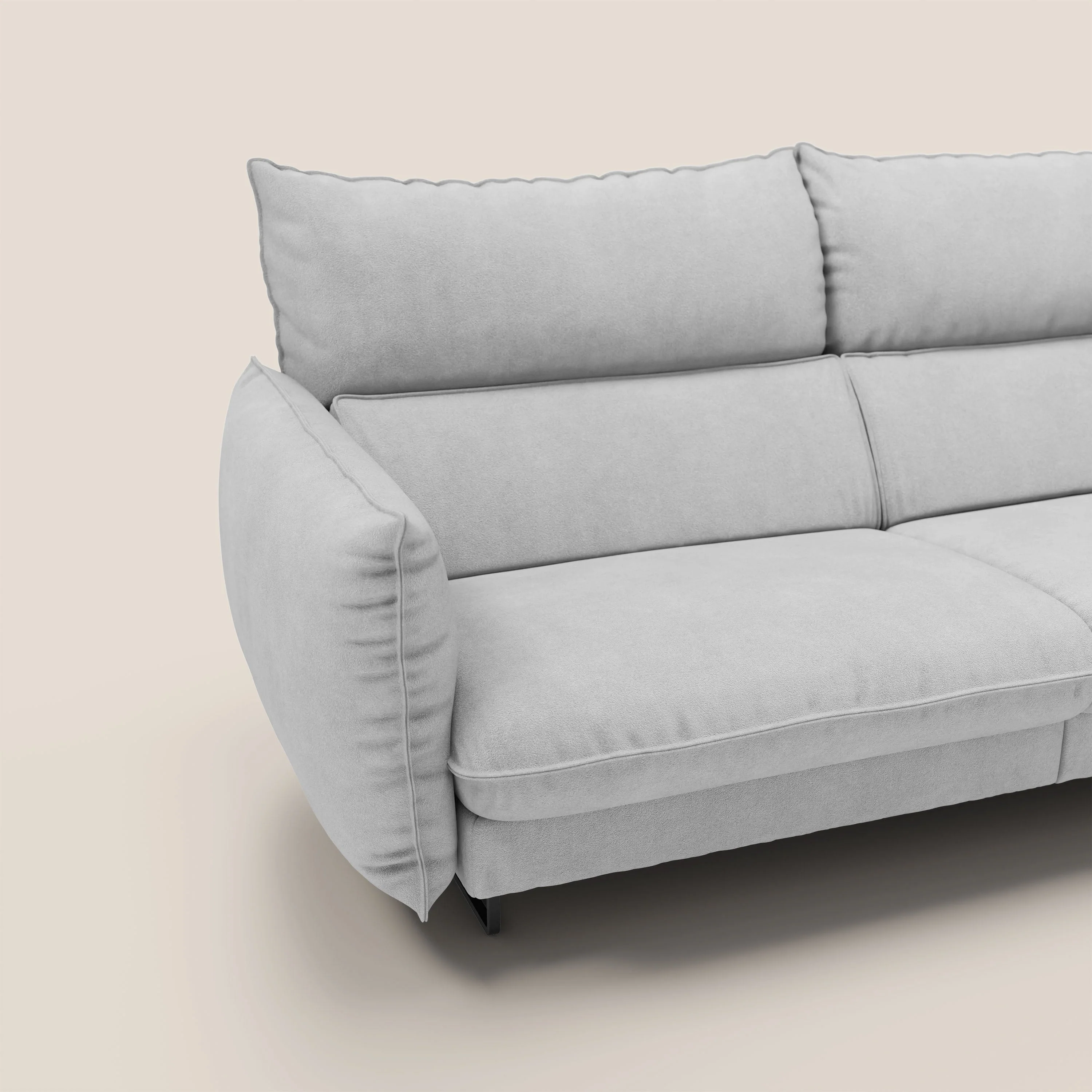 Monamour canapé au design moderne avec option relax électrique en microfibre détachable imperméable T11 gris clair - Image 6