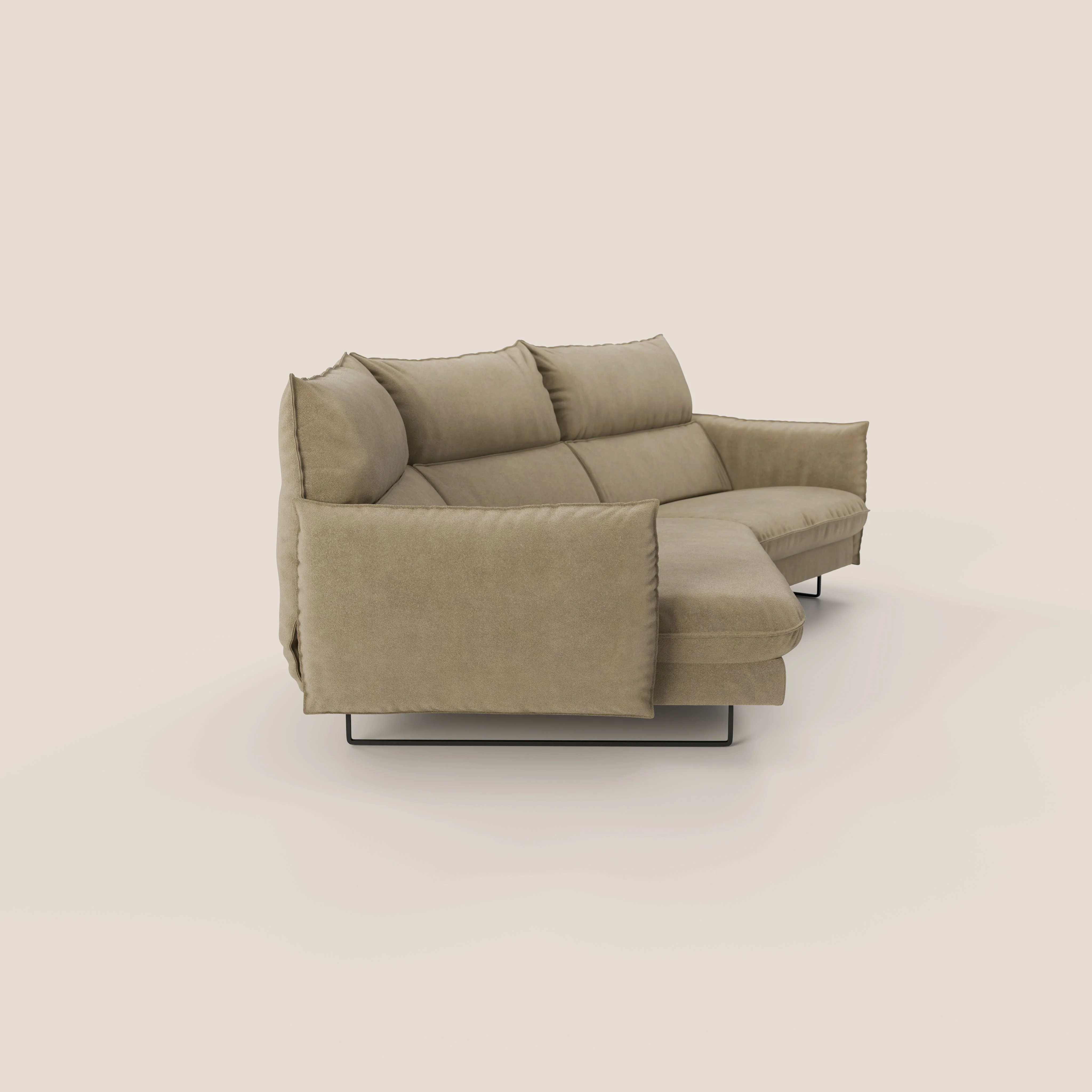 Monamour canapé d'angle au design moderne avec option relax électrique en microfibre détachable imperméable T11 beige - Image 3