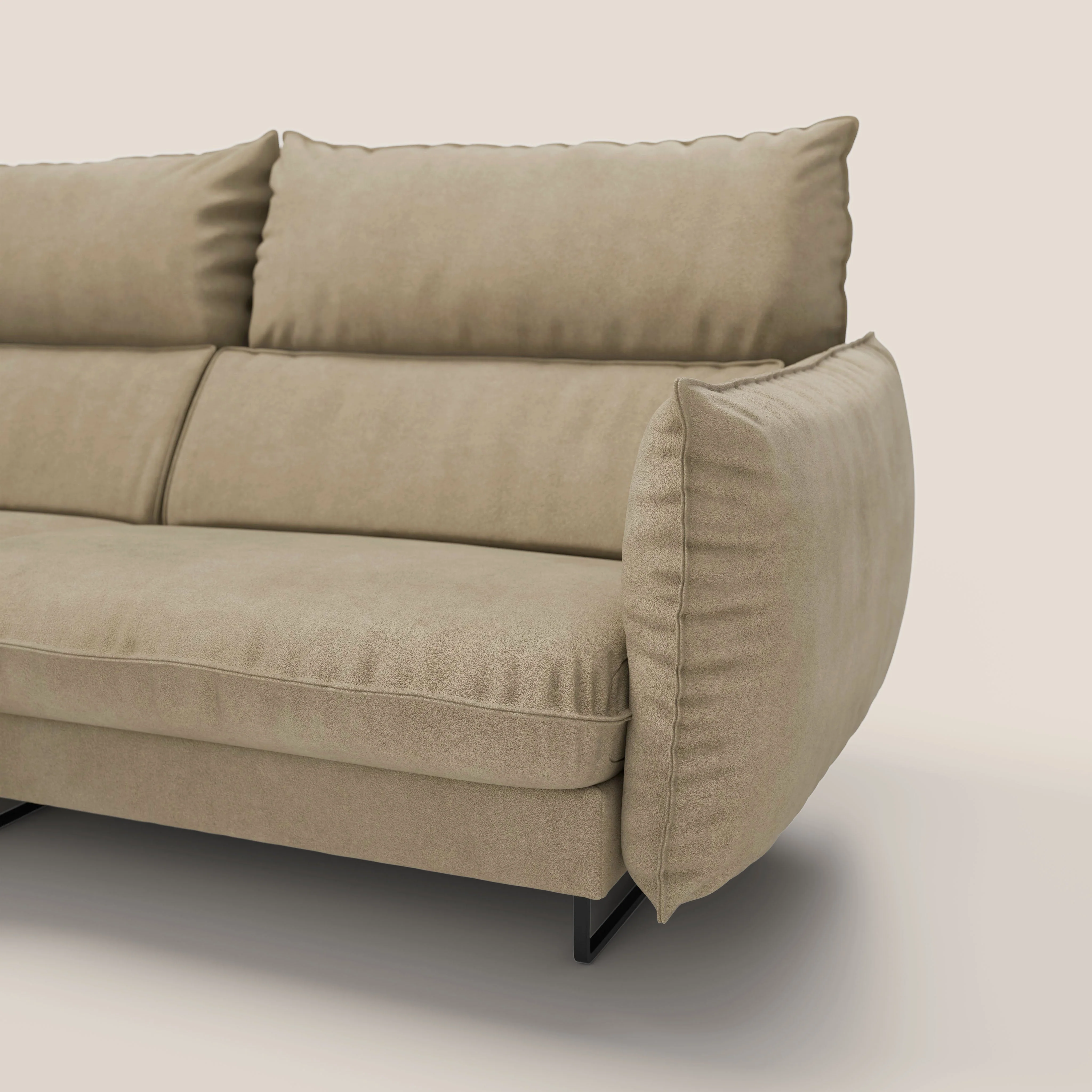 Monamour canapé d'angle au design moderne avec option relax électrique en microfibre détachable imperméable T11 beige - Image 5