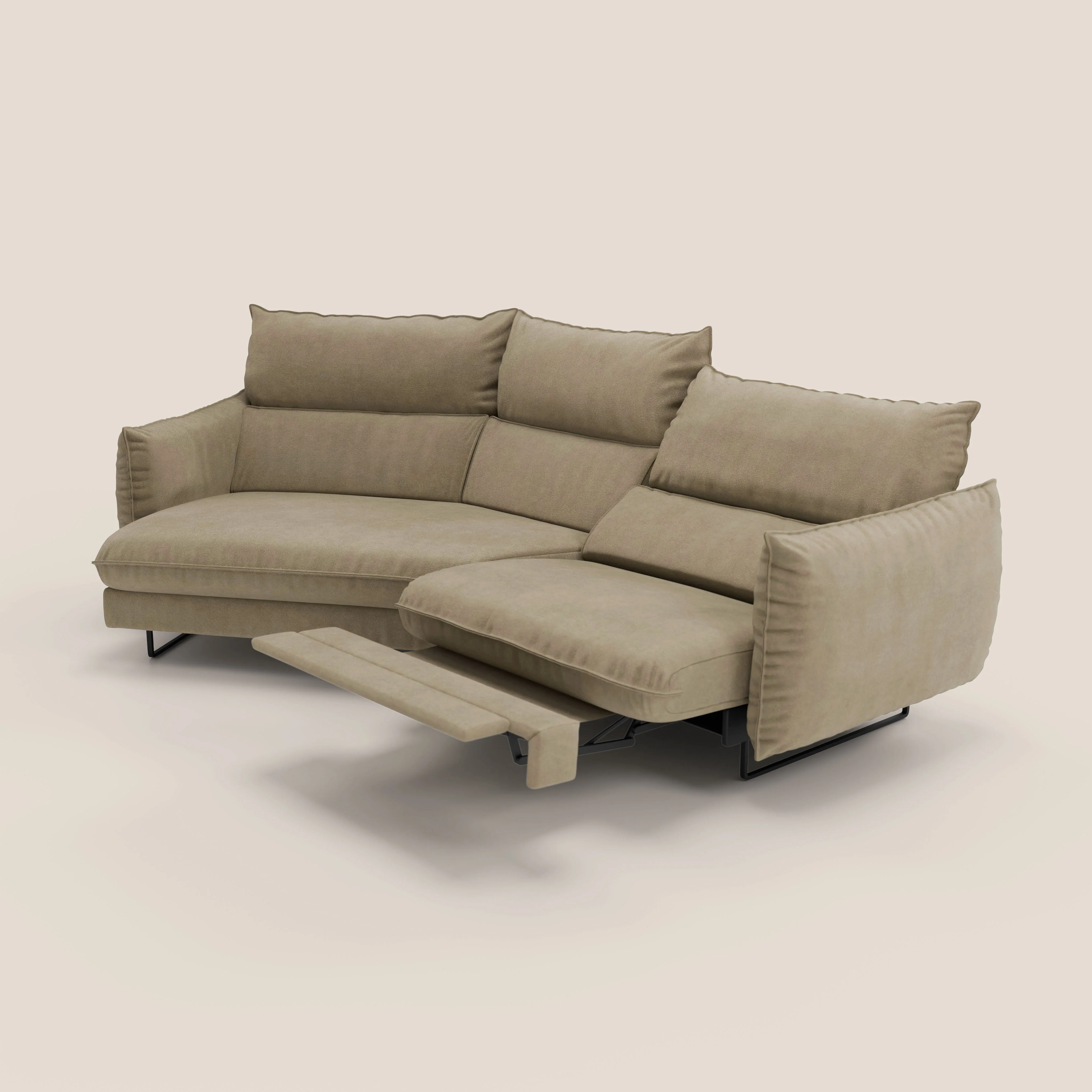 Monamour canapé d'angle au design moderne avec option relax électrique en microfibre détachable imperméable T11 beige - Image 8
