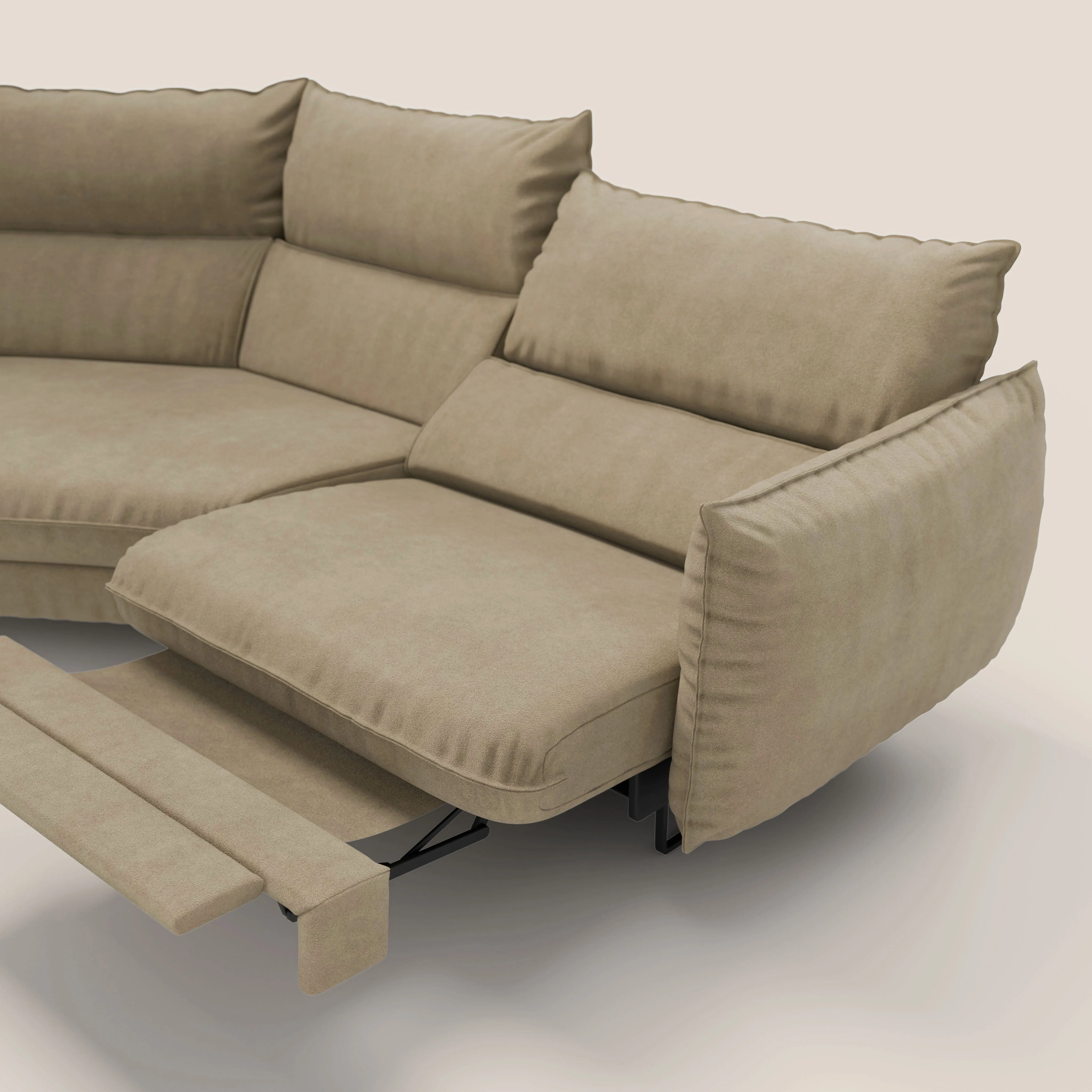 Monamour canapé d'angle au design moderne avec option relax électrique en microfibre détachable imperméable T11 beige - Image 9