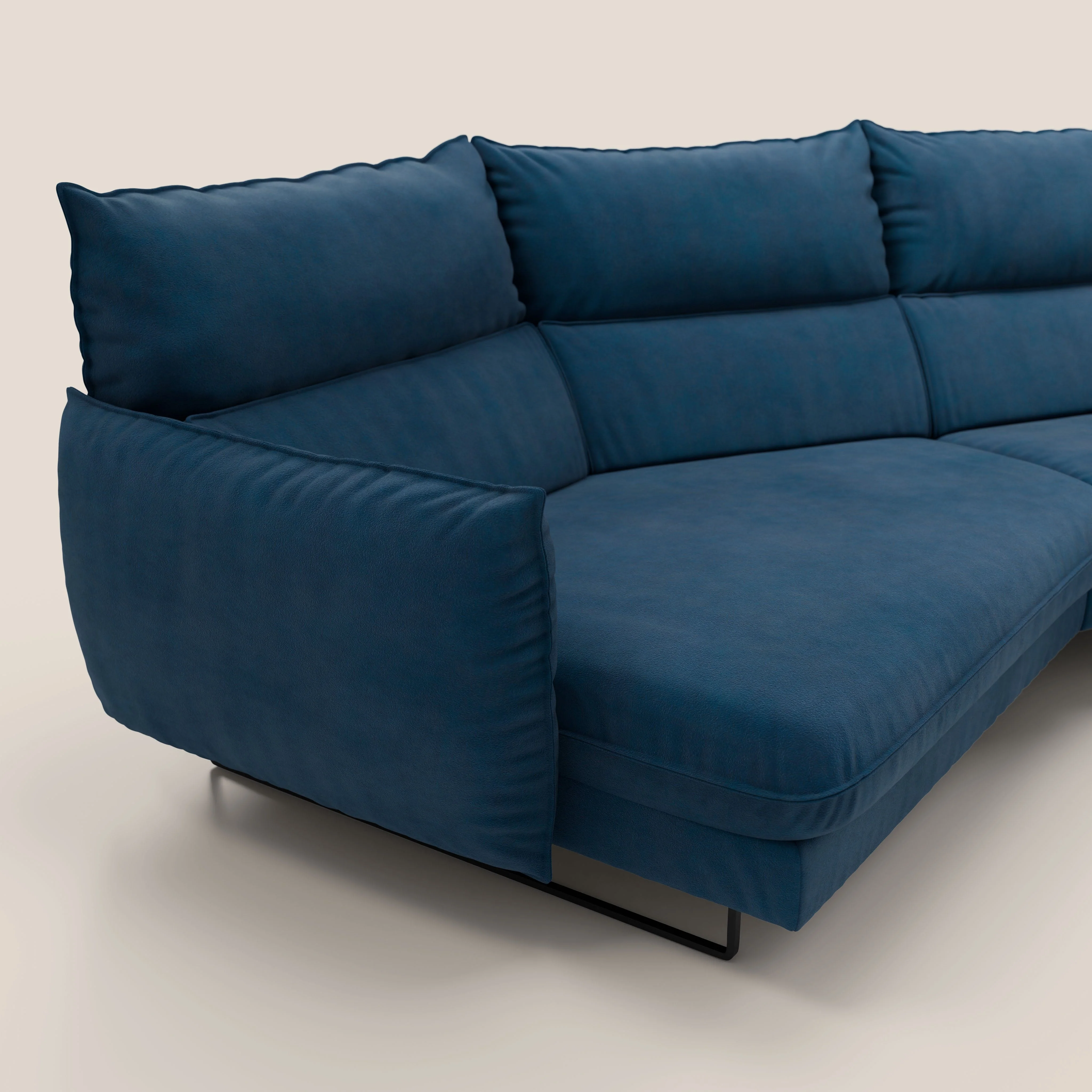 Monamour canapé d'angle au design moderne avec option relax électrique en microfibre détachable imperméable T11 bleu - Image 4