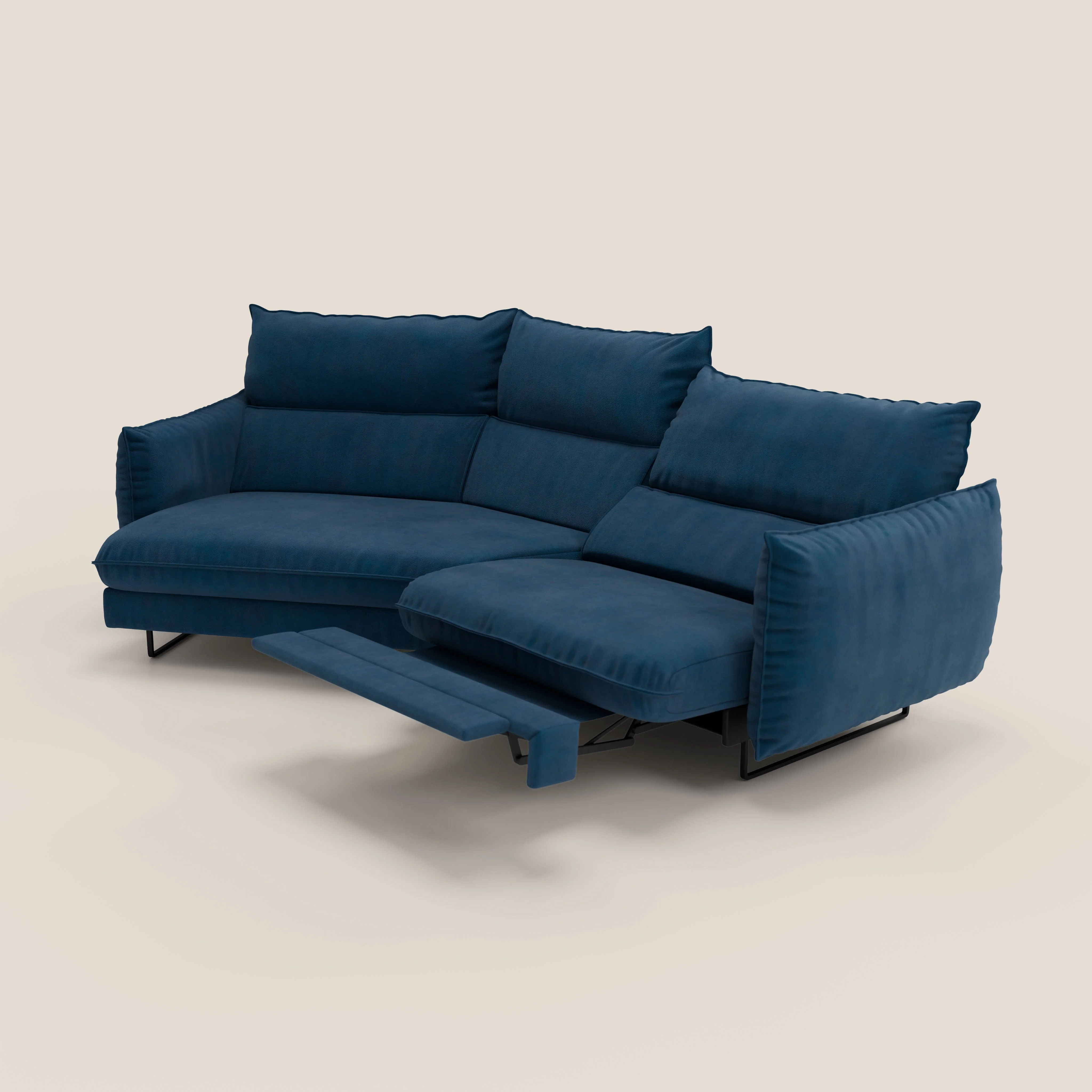 Monamour canapé d'angle au design moderne avec option relax électrique en microfibre détachable imperméable T11 bleu - Image 8