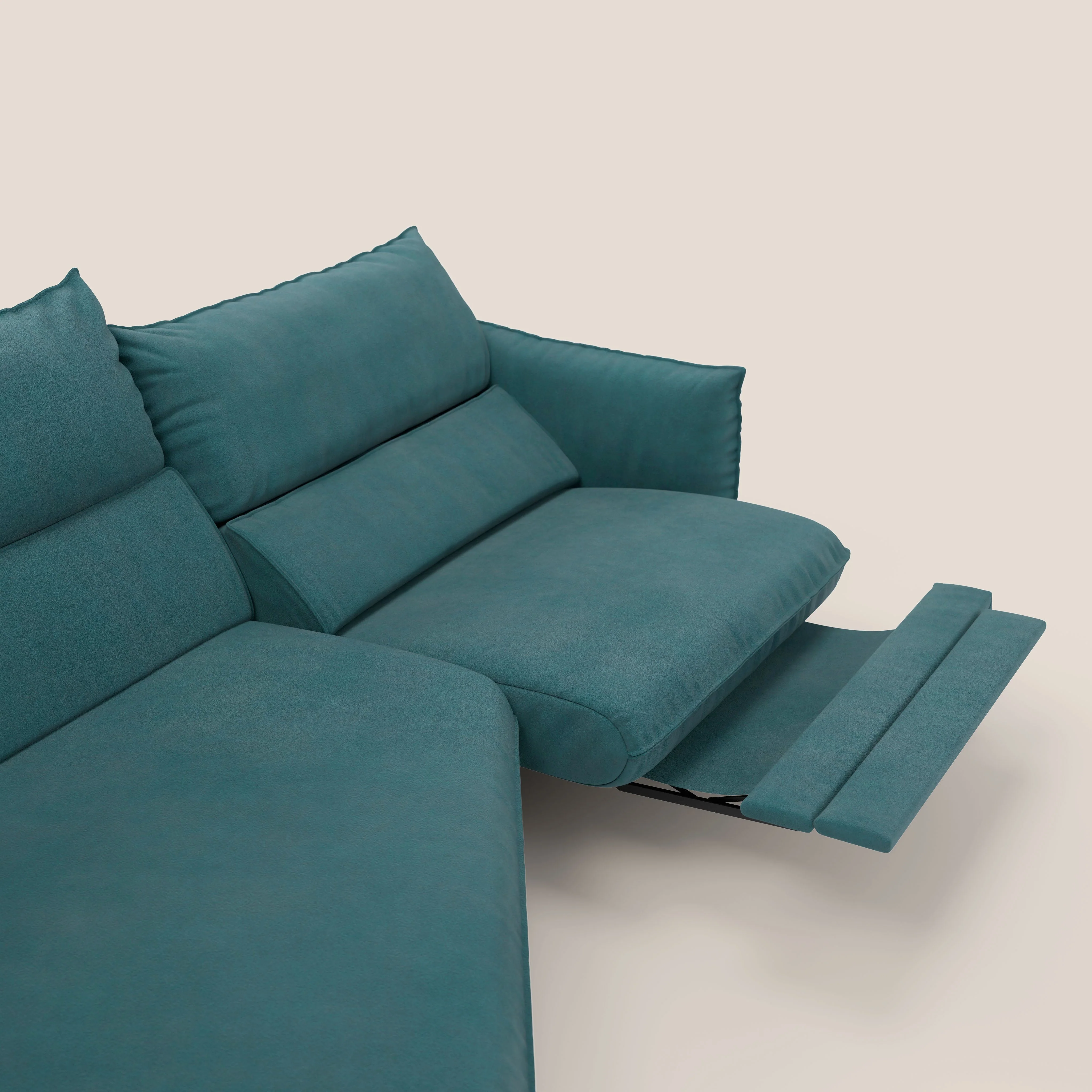 Monamour canapé d'angle au design moderne avec option relax électrique en microfibre détachable imperméable T11 bleu canard - Image 10