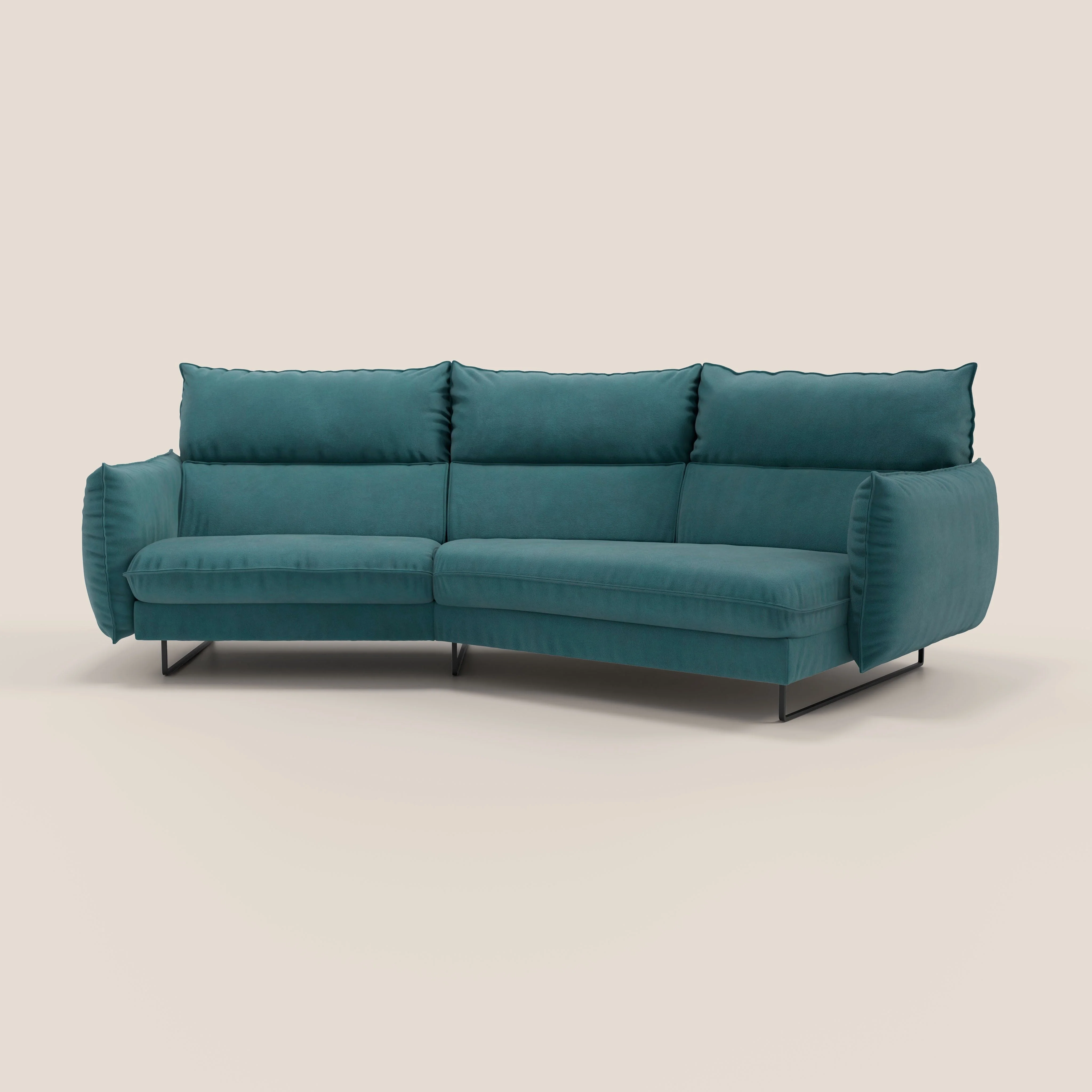 Monamour canapé d'angle au design moderne avec option relax électrique en microfibre détachable imperméable T11 bleu canard - Image 11