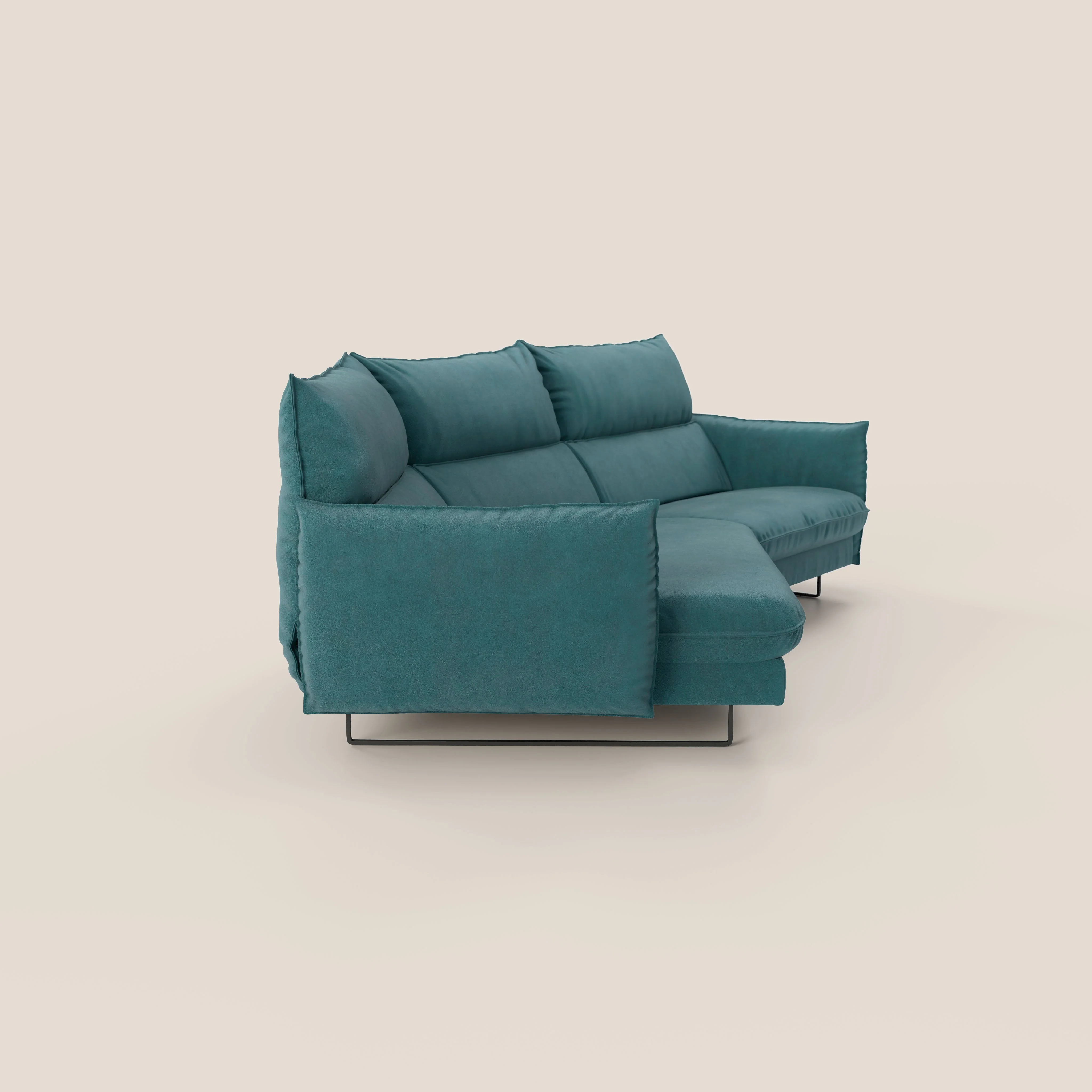 Monamour canapé d'angle au design moderne avec option relax électrique en microfibre détachable imperméable T11 bleu canard - Image 3