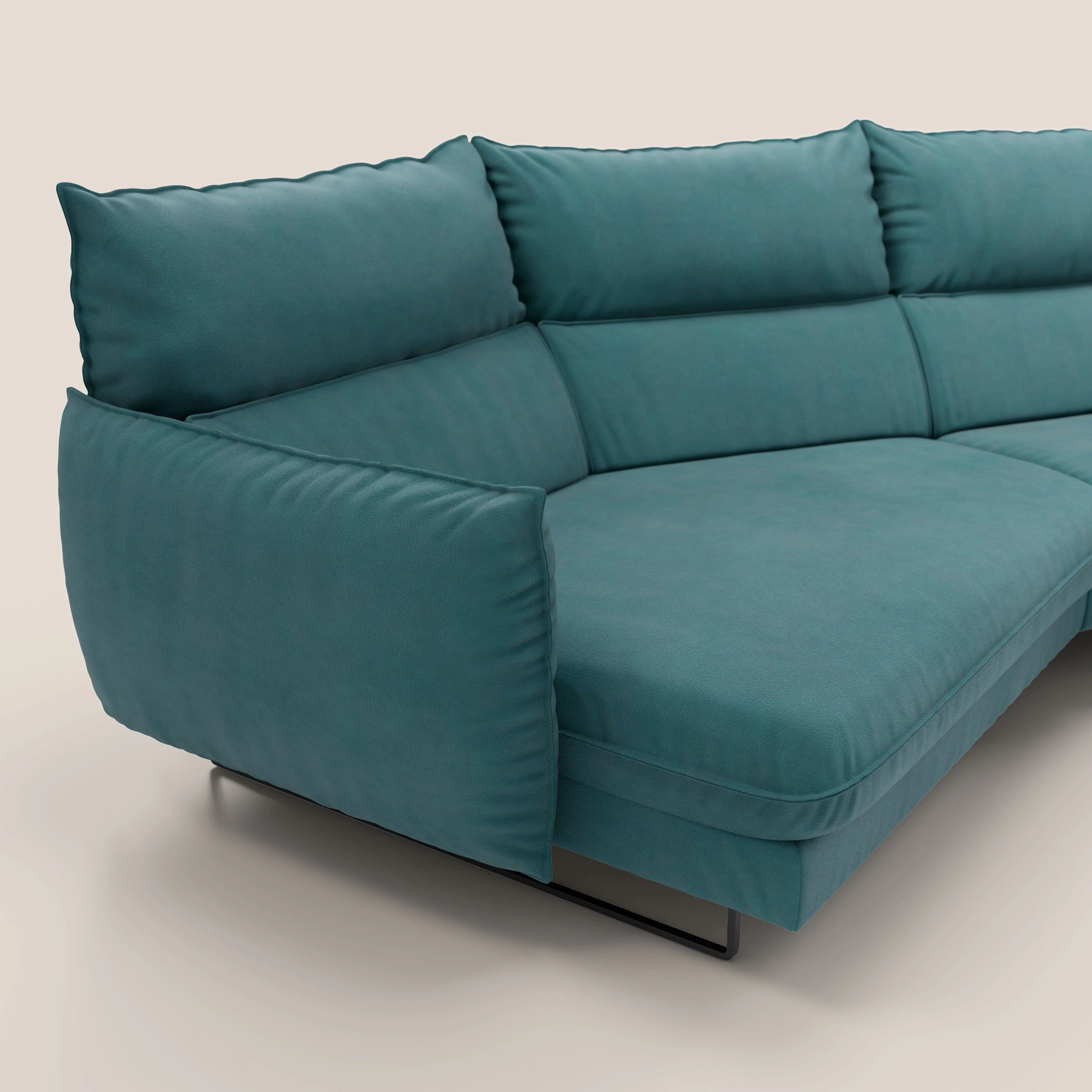 Monamour canapé d'angle au design moderne avec option relax électrique en microfibre détachable imperméable T11 bleu canard - Image 4