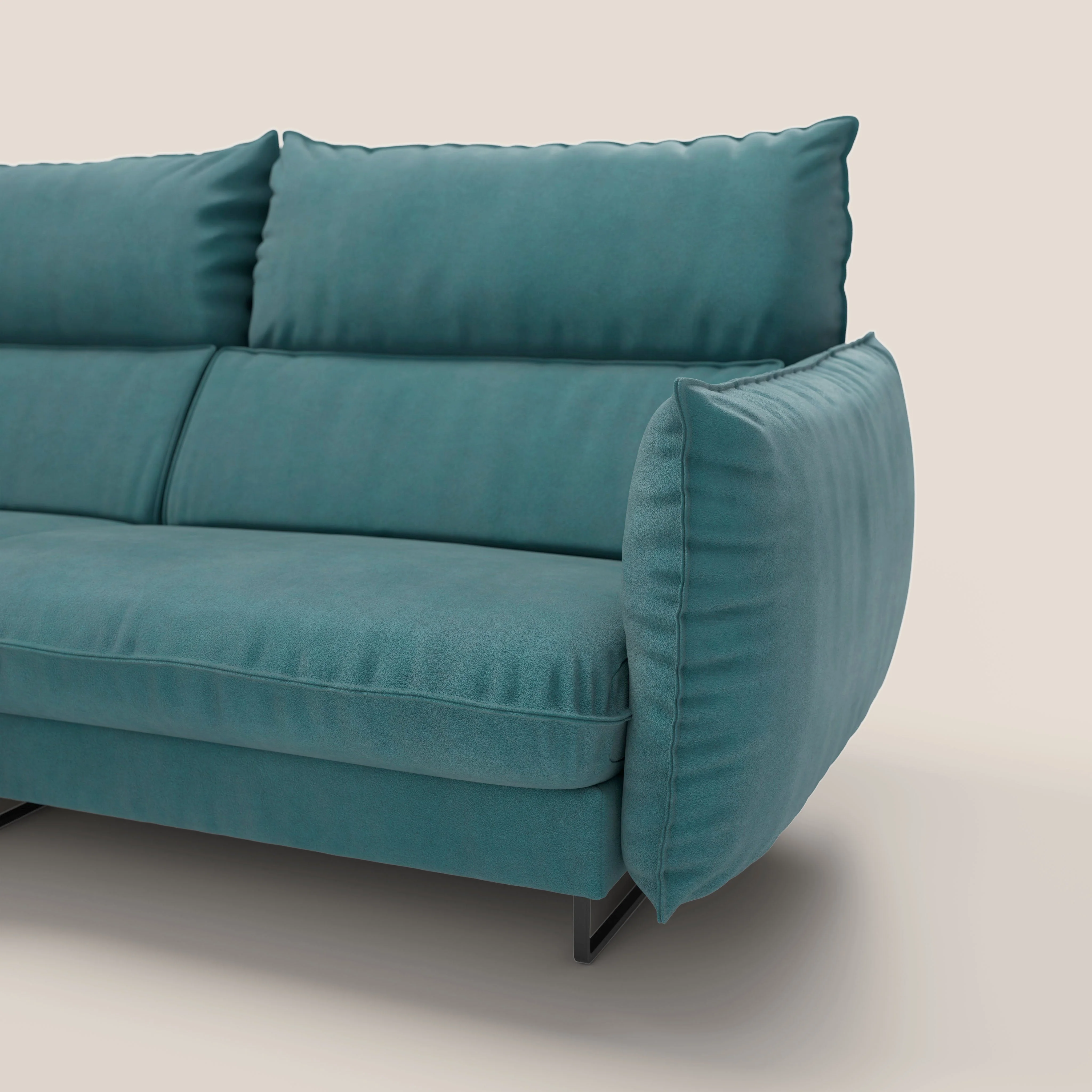 Monamour canapé d'angle au design moderne avec option relax électrique en microfibre détachable imperméable T11 bleu canard - Image 5
