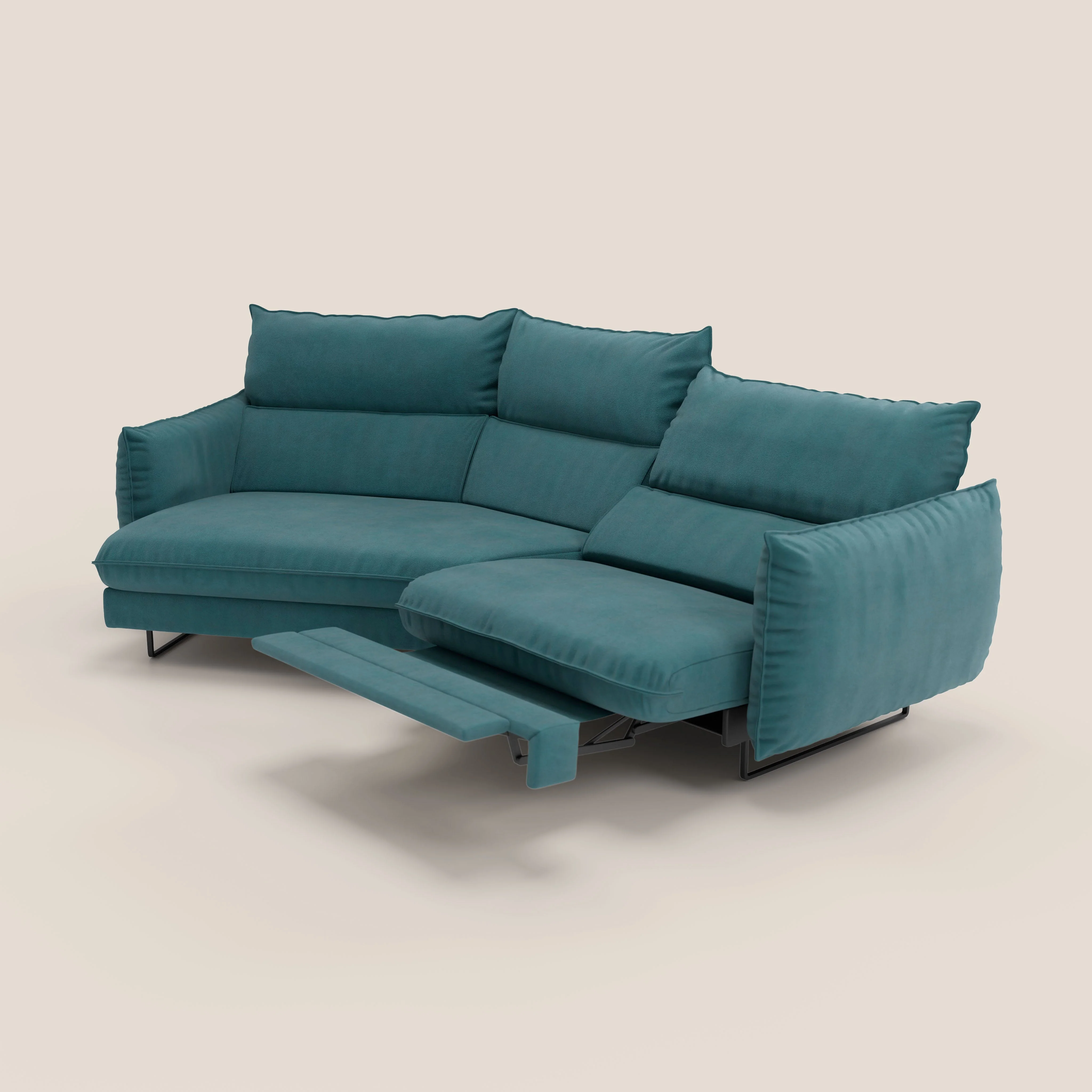 Monamour canapé d'angle au design moderne avec option relax électrique en microfibre détachable imperméable T11 bleu canard - Image 8