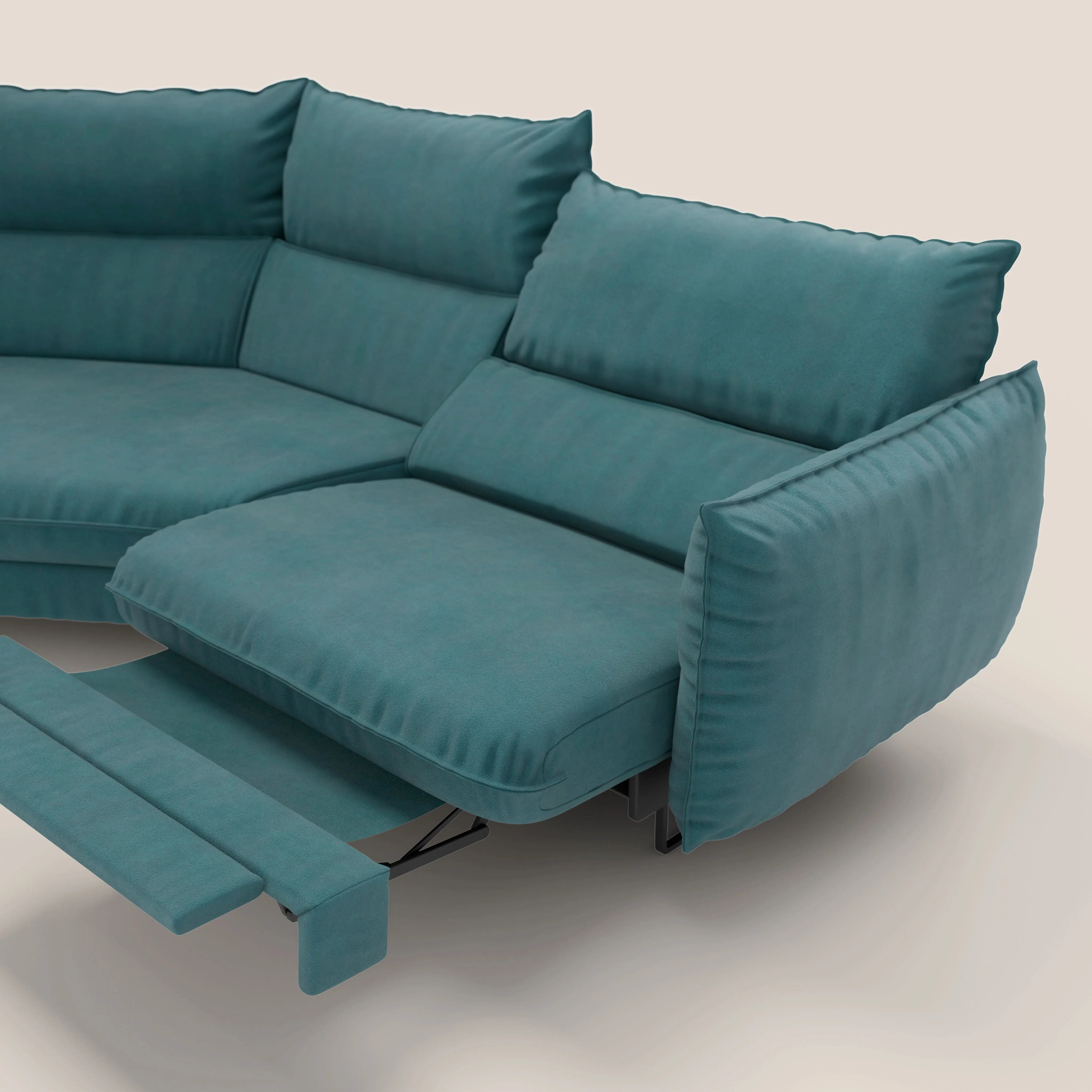 Monamour canapé d'angle au design moderne avec option relax électrique en microfibre détachable imperméable T11 bleu canard - Image 9