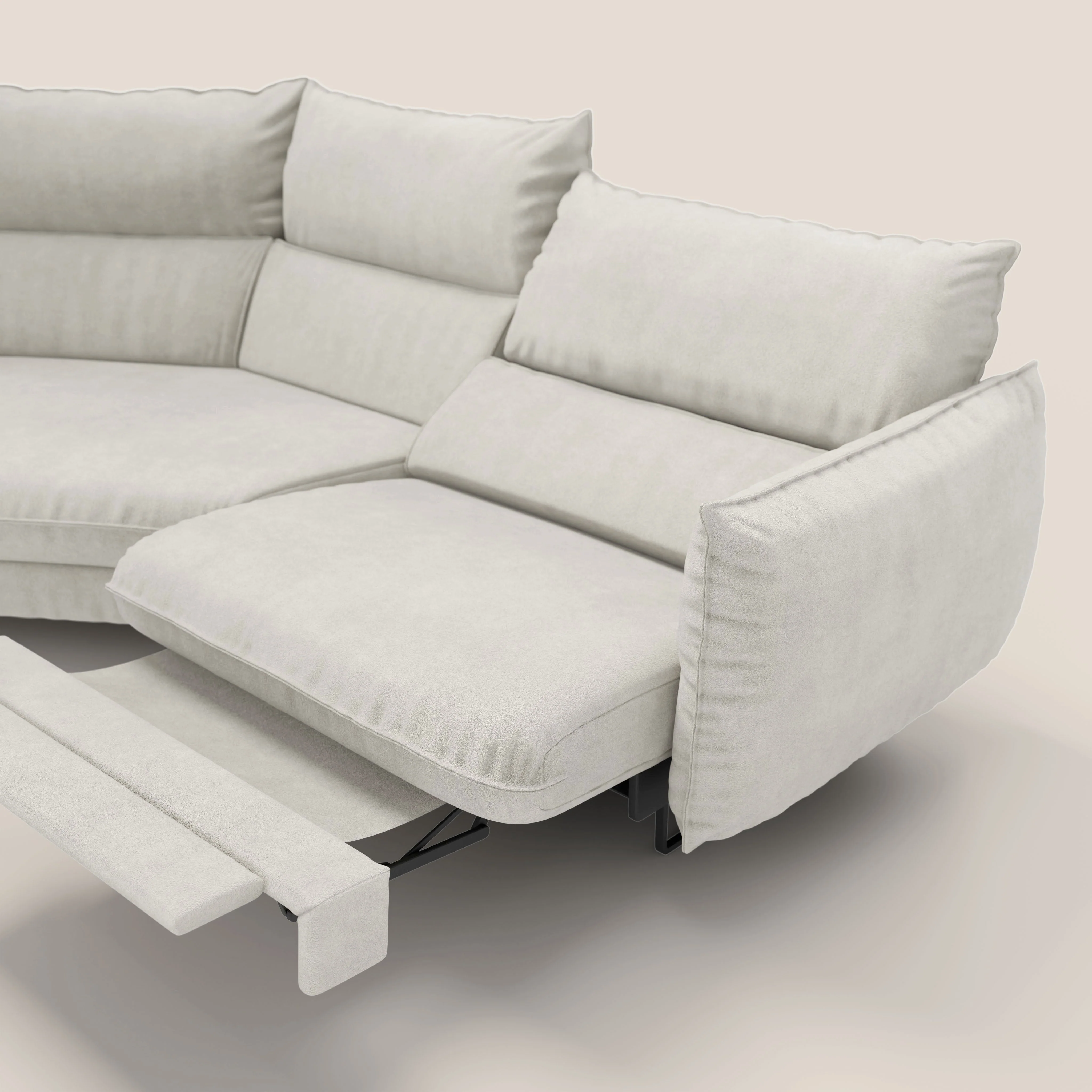 Monamour canapé d'angle au design moderne avec option relax électrique en microfibre détachable imperméable T11 crème - Image 10