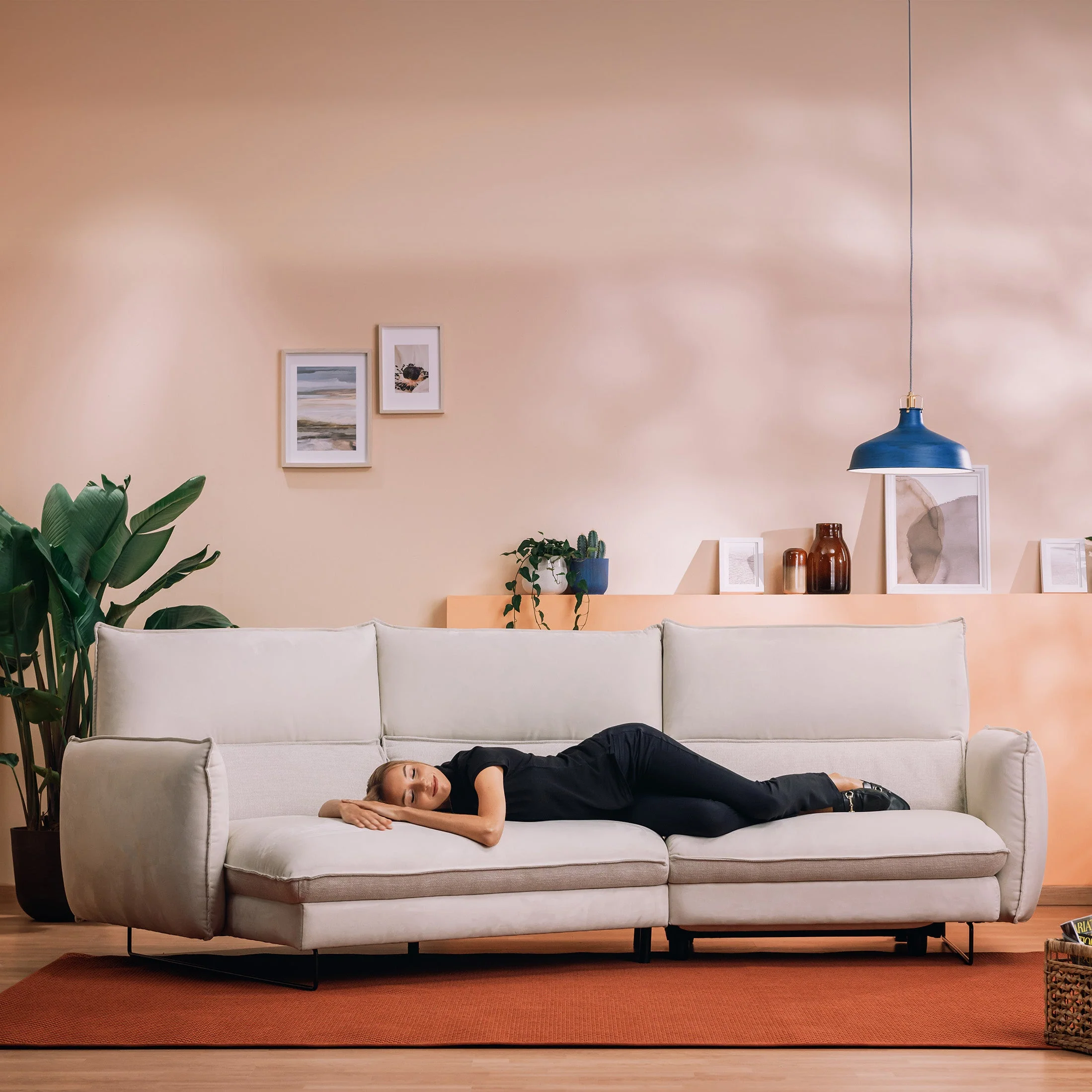 Monamour canapé d'angle au design moderne avec option relax électrique en microfibre détachable imperméable T11 crème - Image 2