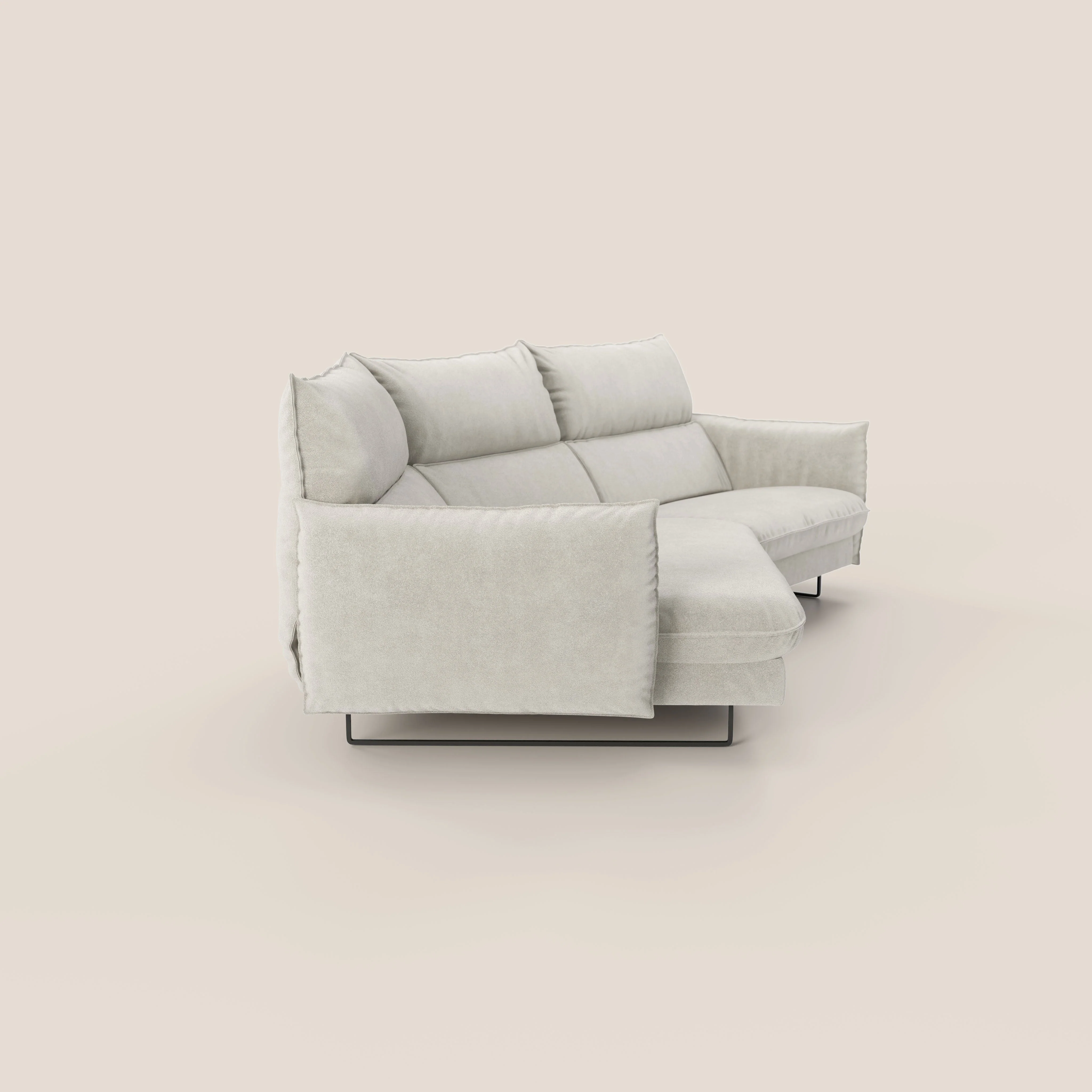 Monamour canapé d'angle au design moderne avec option relax électrique en microfibre détachable imperméable T11 crème - Image 4
