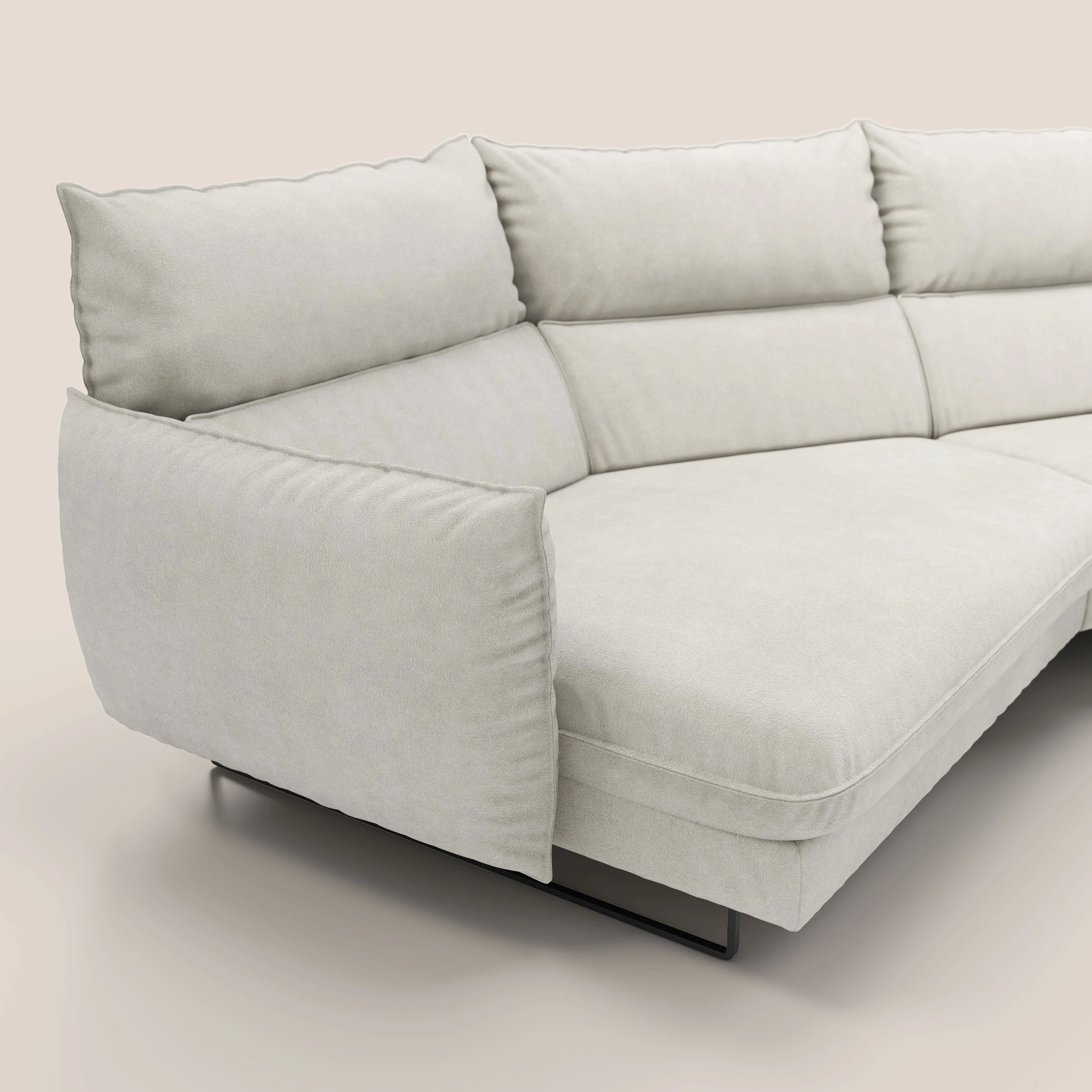 Monamour canapé d'angle au design moderne avec option relax électrique en microfibre détachable imperméable T11 crème - Image 5