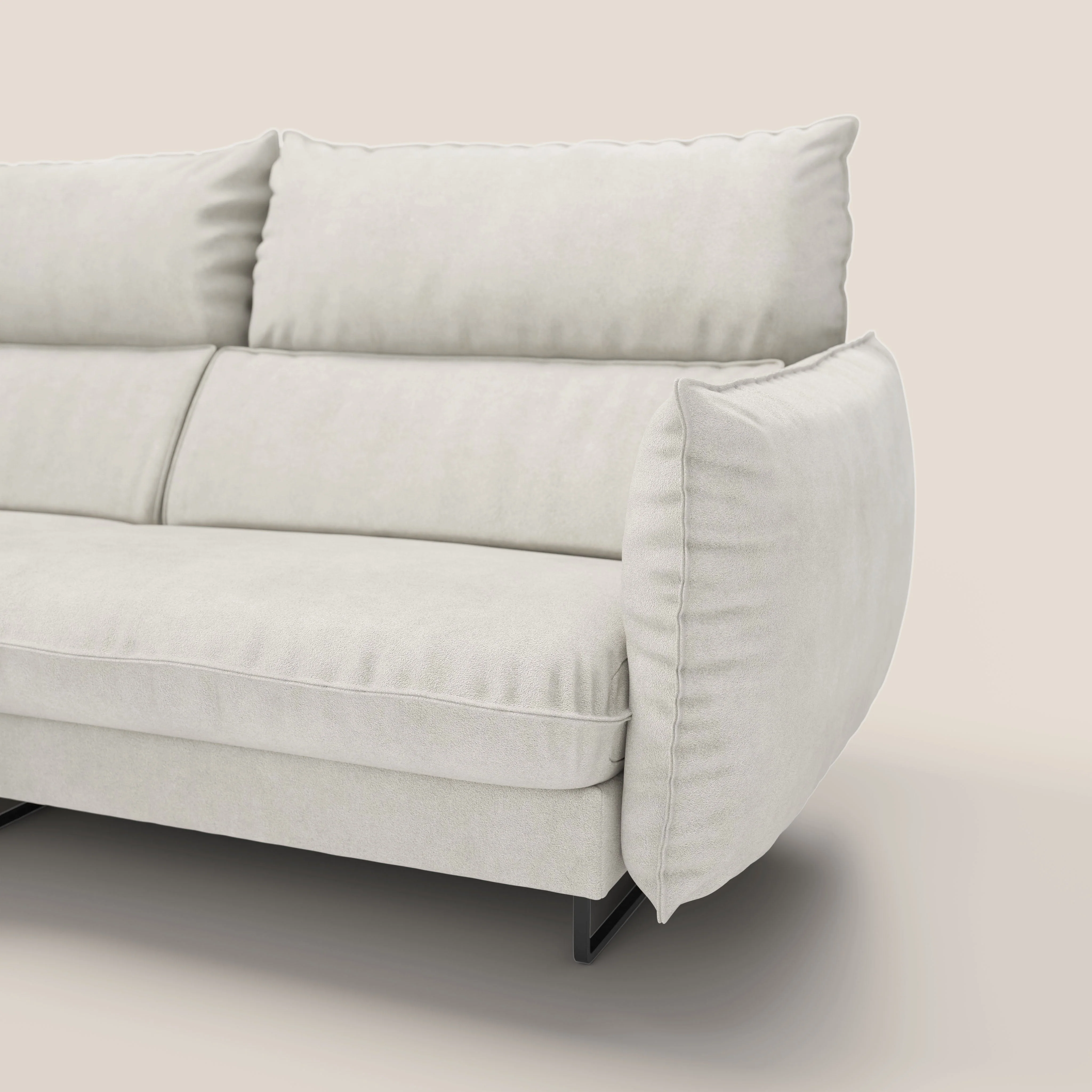 Monamour canapé d'angle au design moderne avec option relax électrique en microfibre détachable imperméable T11 crème - Image 7