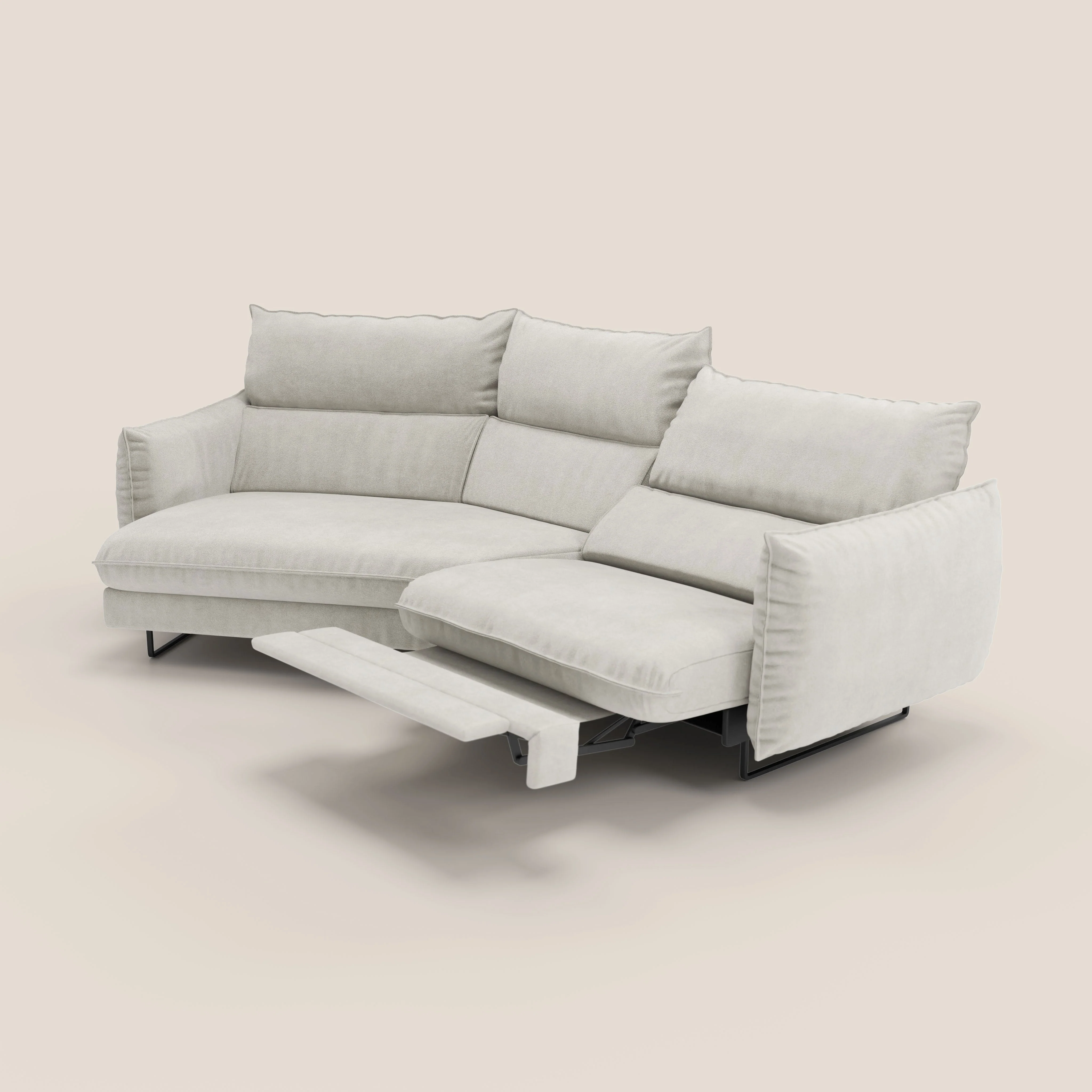 Monamour canapé d'angle au design moderne avec option relax électrique en microfibre détachable imperméable T11 crème - Image 9