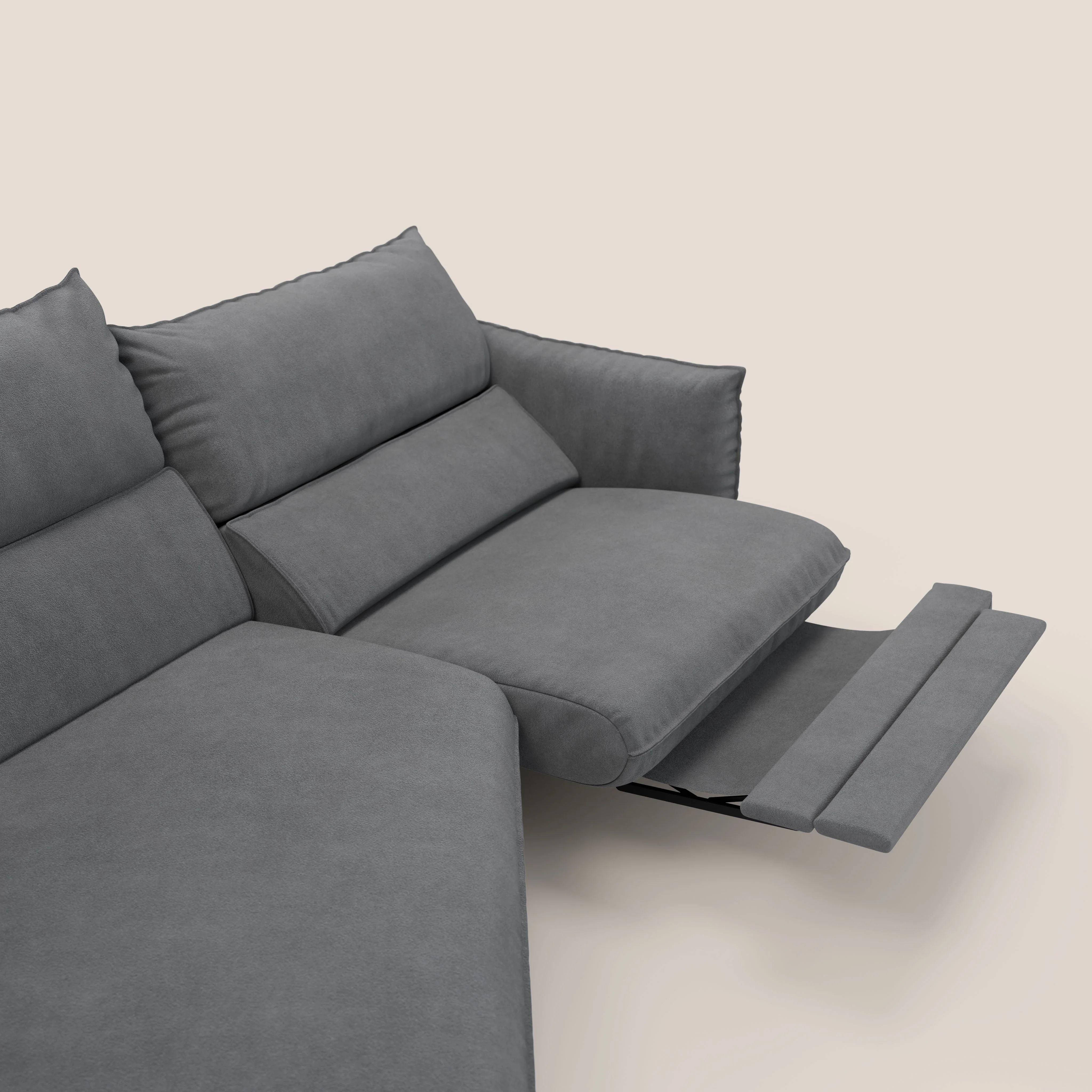 Monamour canapé d'angle au design moderne avec option relax électrique en microfibre détachable imperméable T11 gris - Image 10