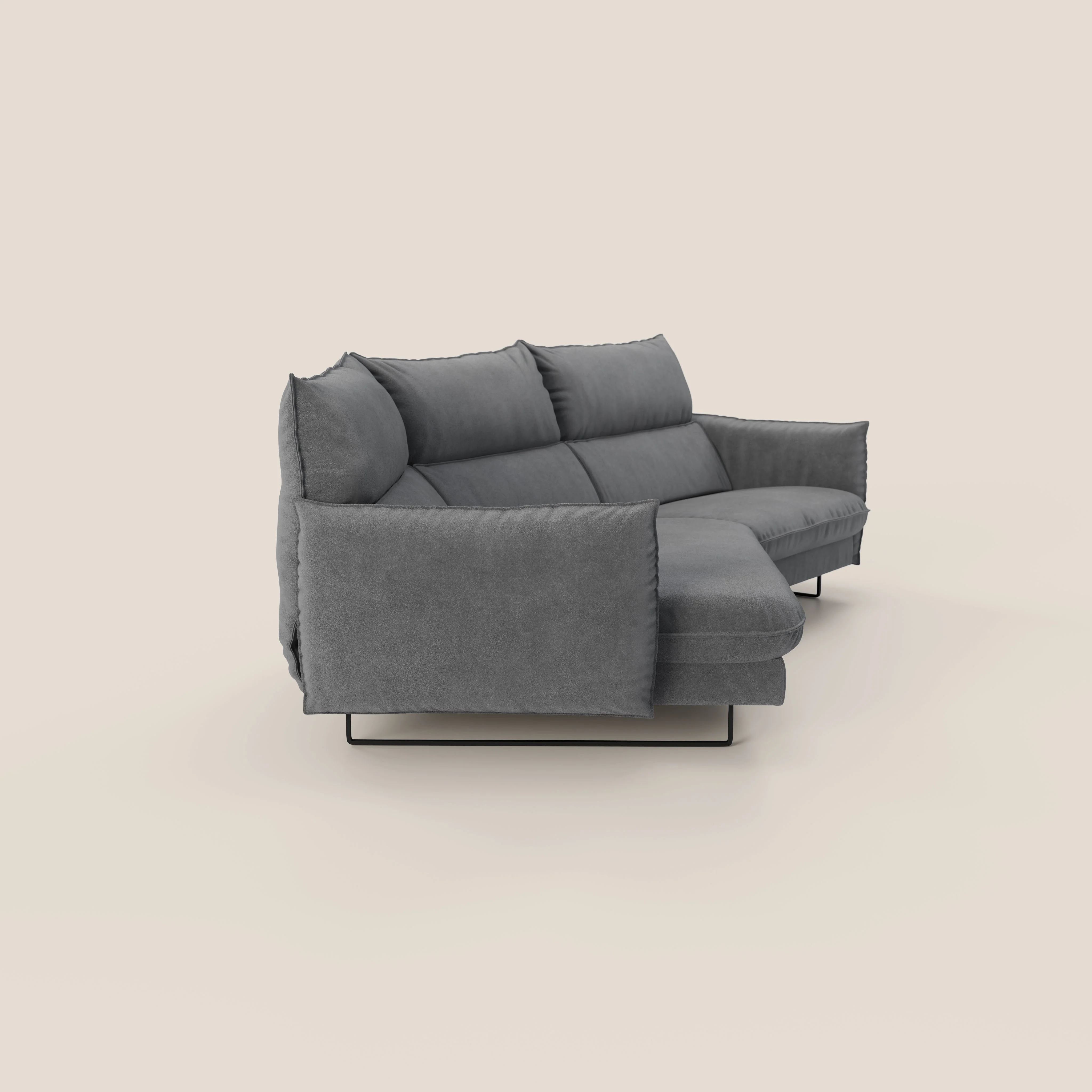 Monamour canapé d'angle au design moderne avec option relax électrique en microfibre détachable imperméable T11 gris - Image 3