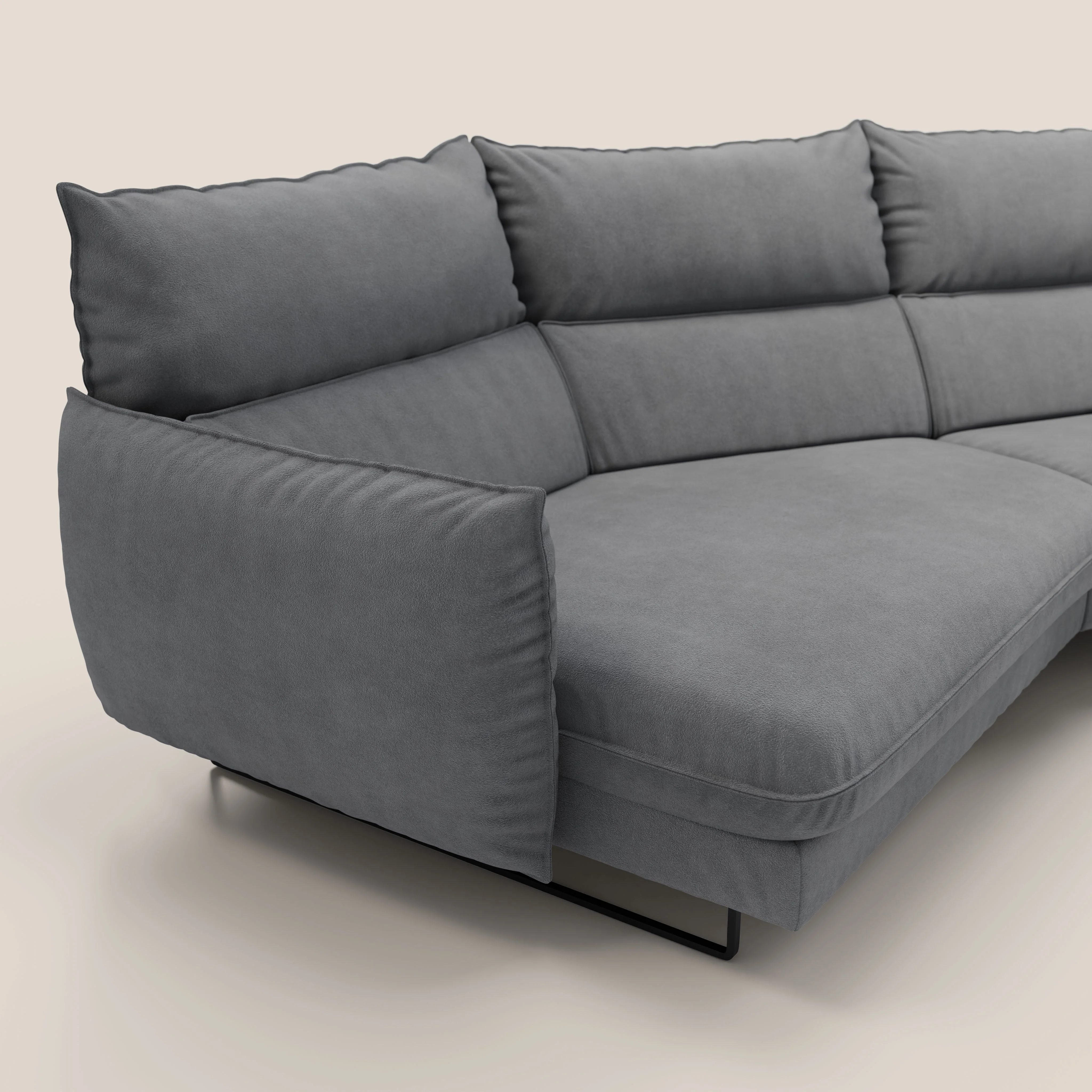 Monamour canapé d'angle au design moderne avec option relax électrique en microfibre détachable imperméable T11 gris - Image 4