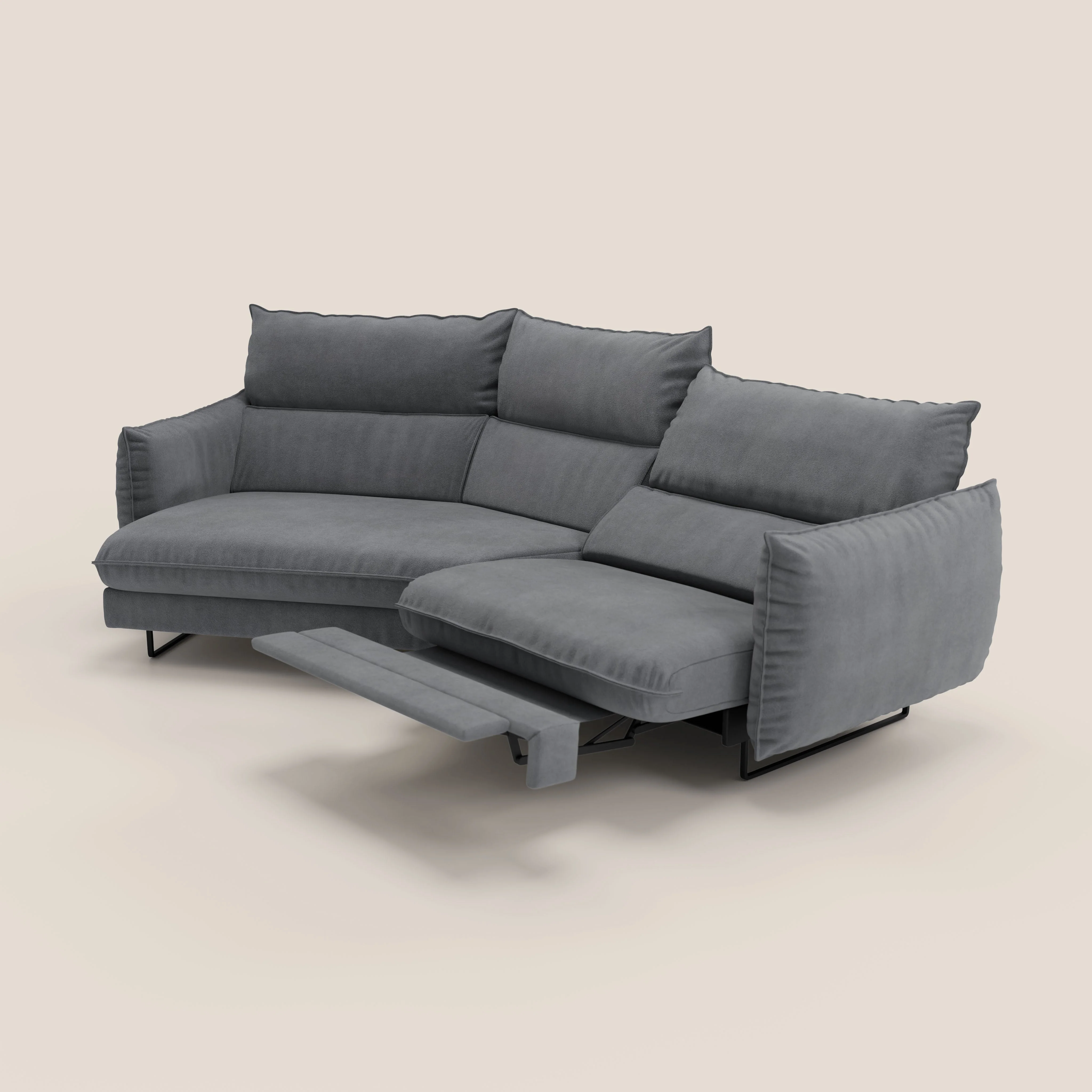 Monamour canapé d'angle au design moderne avec option relax électrique en microfibre détachable imperméable T11 gris - Image 8