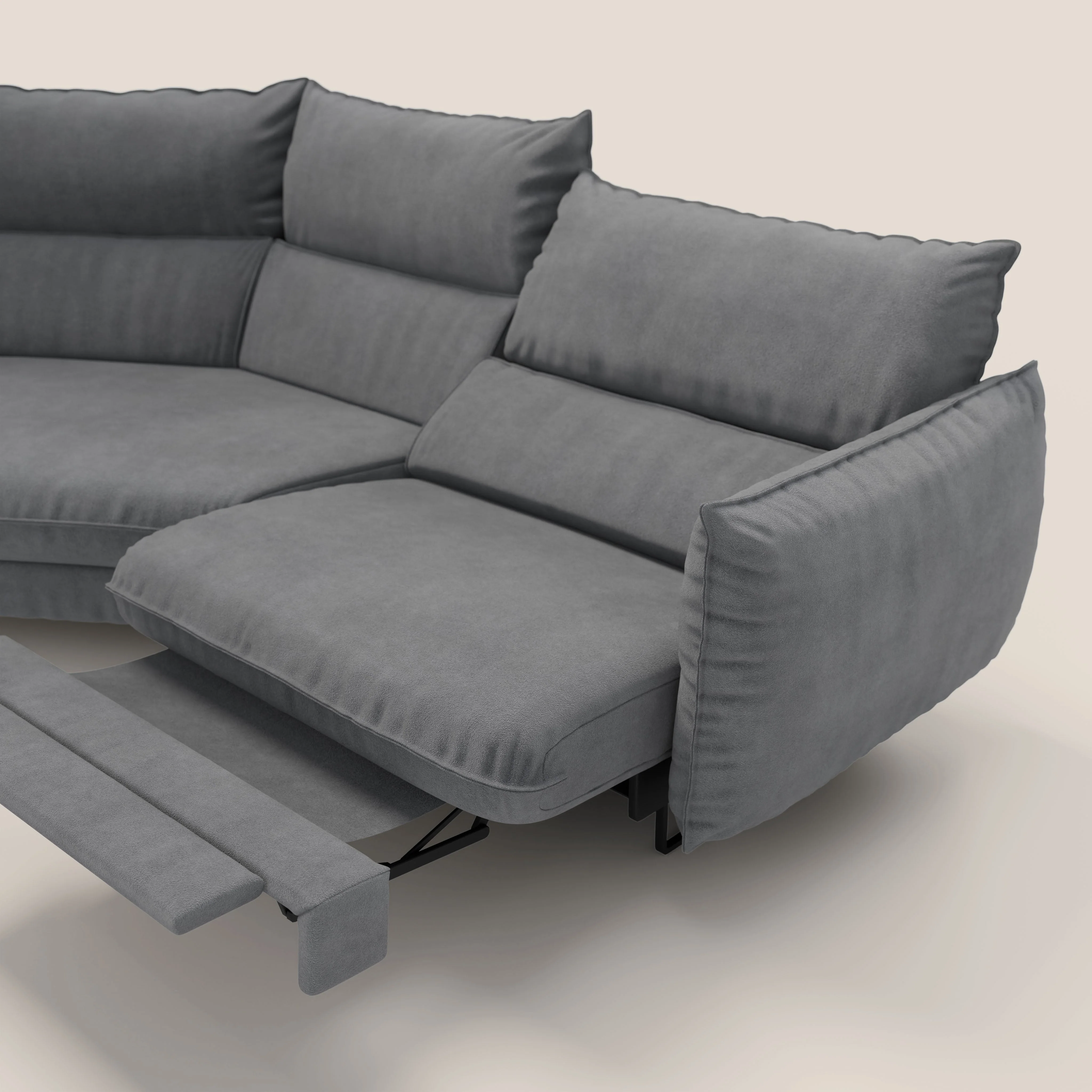 Monamour canapé d'angle au design moderne avec option relax électrique en microfibre détachable imperméable T11 gris - Image 9