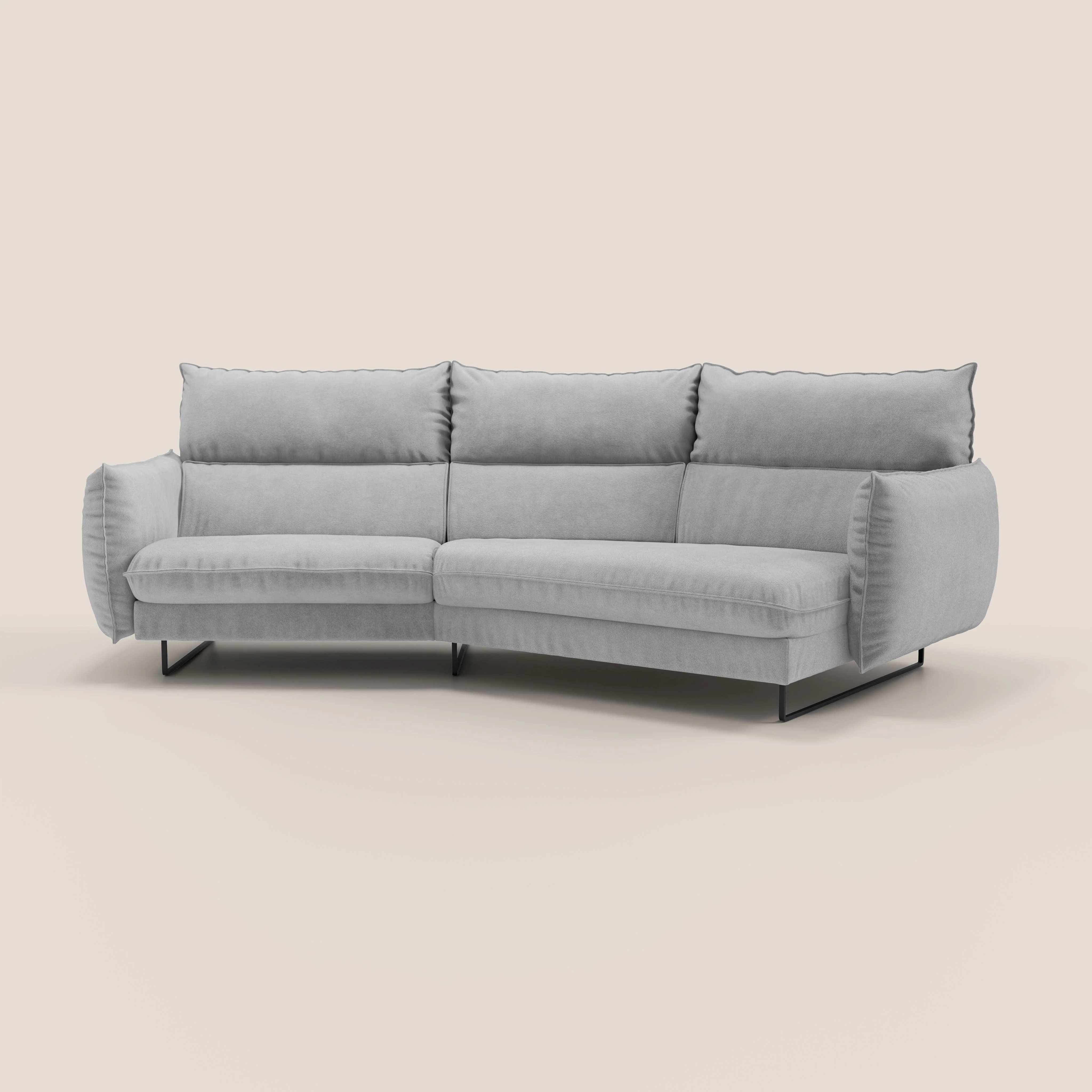 Monamour canapé d'angle au design moderne avec option relax électrique en microfibre détachable imperméable T11 gris clair - Image 11