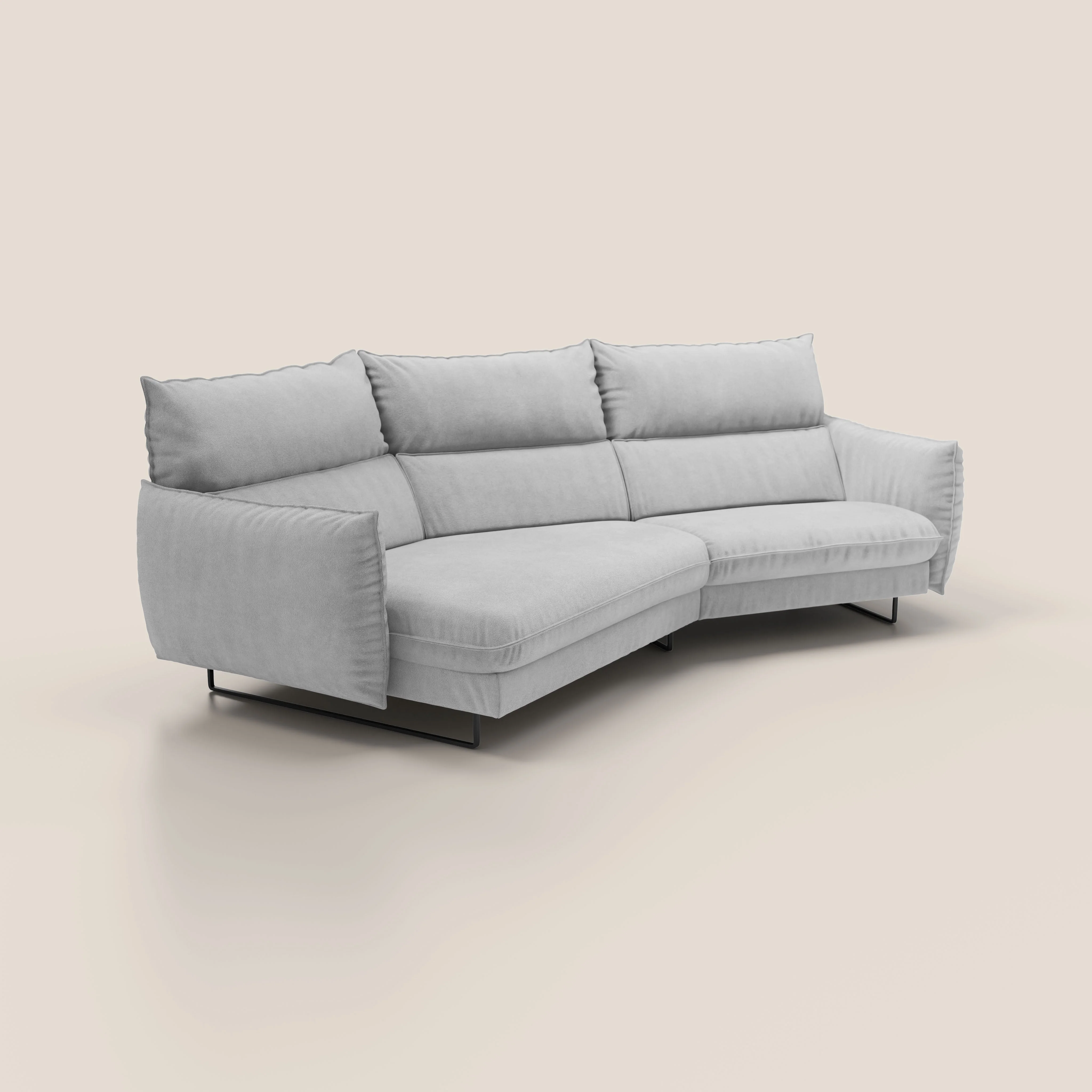 Monamour canapé d'angle au design moderne avec option relax électrique en microfibre détachable imperméable T11 gris clair - Image 2