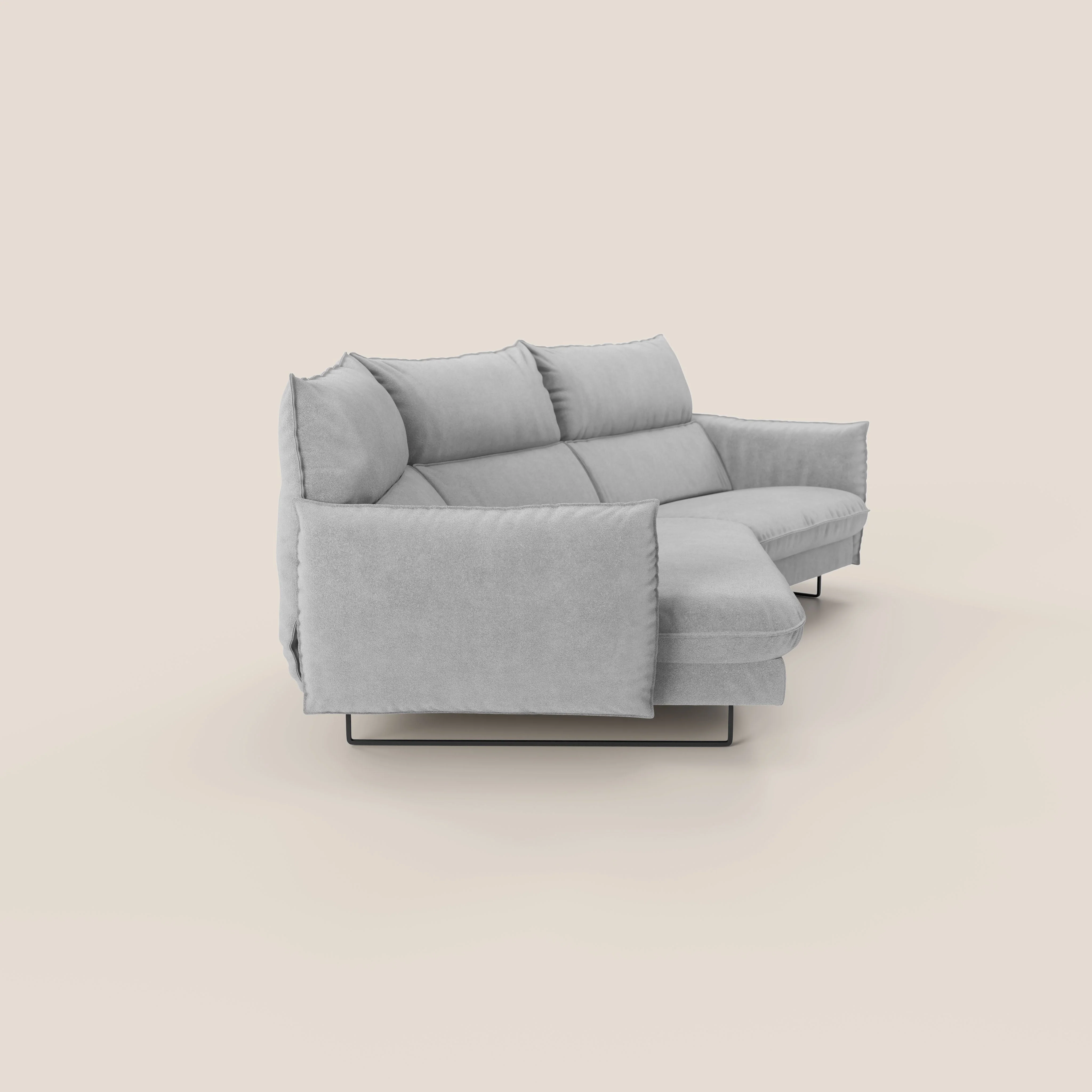 Monamour canapé d'angle au design moderne avec option relax électrique en microfibre détachable imperméable T11 gris clair - Image 3