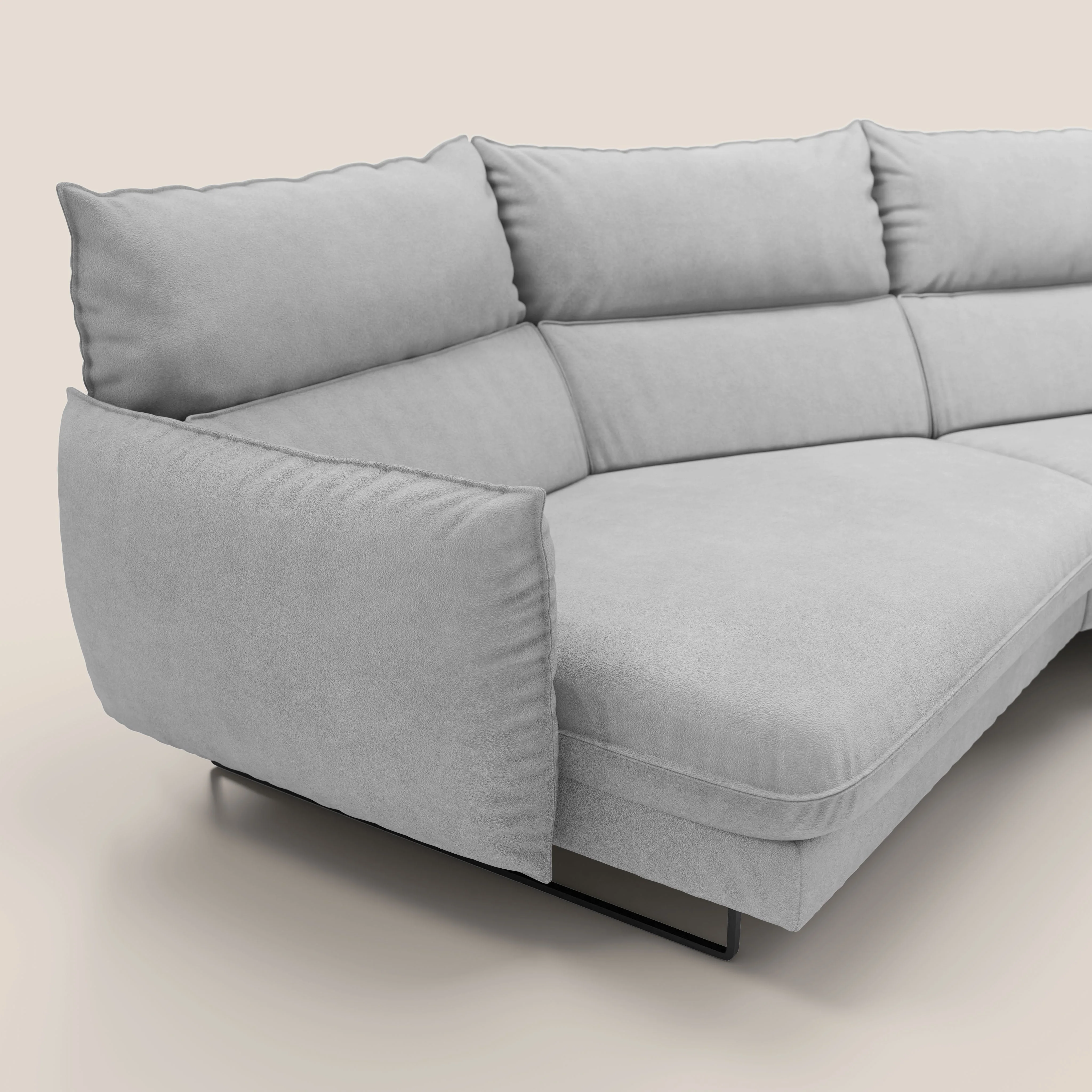 Monamour canapé d'angle au design moderne avec option relax électrique en microfibre détachable imperméable T11 gris clair - Image 4