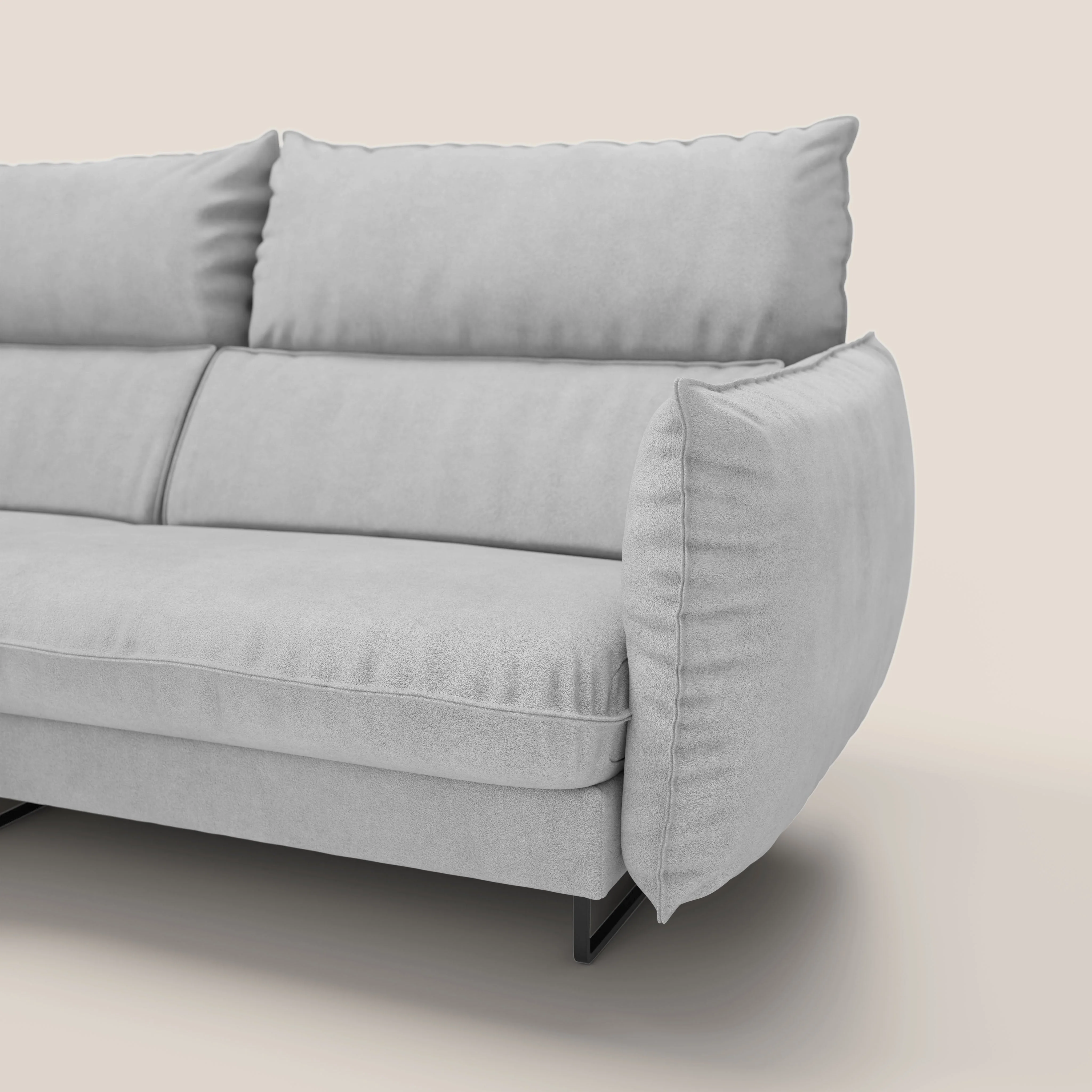 Monamour canapé d'angle au design moderne avec option relax électrique en microfibre détachable imperméable T11 gris clair - Image 5