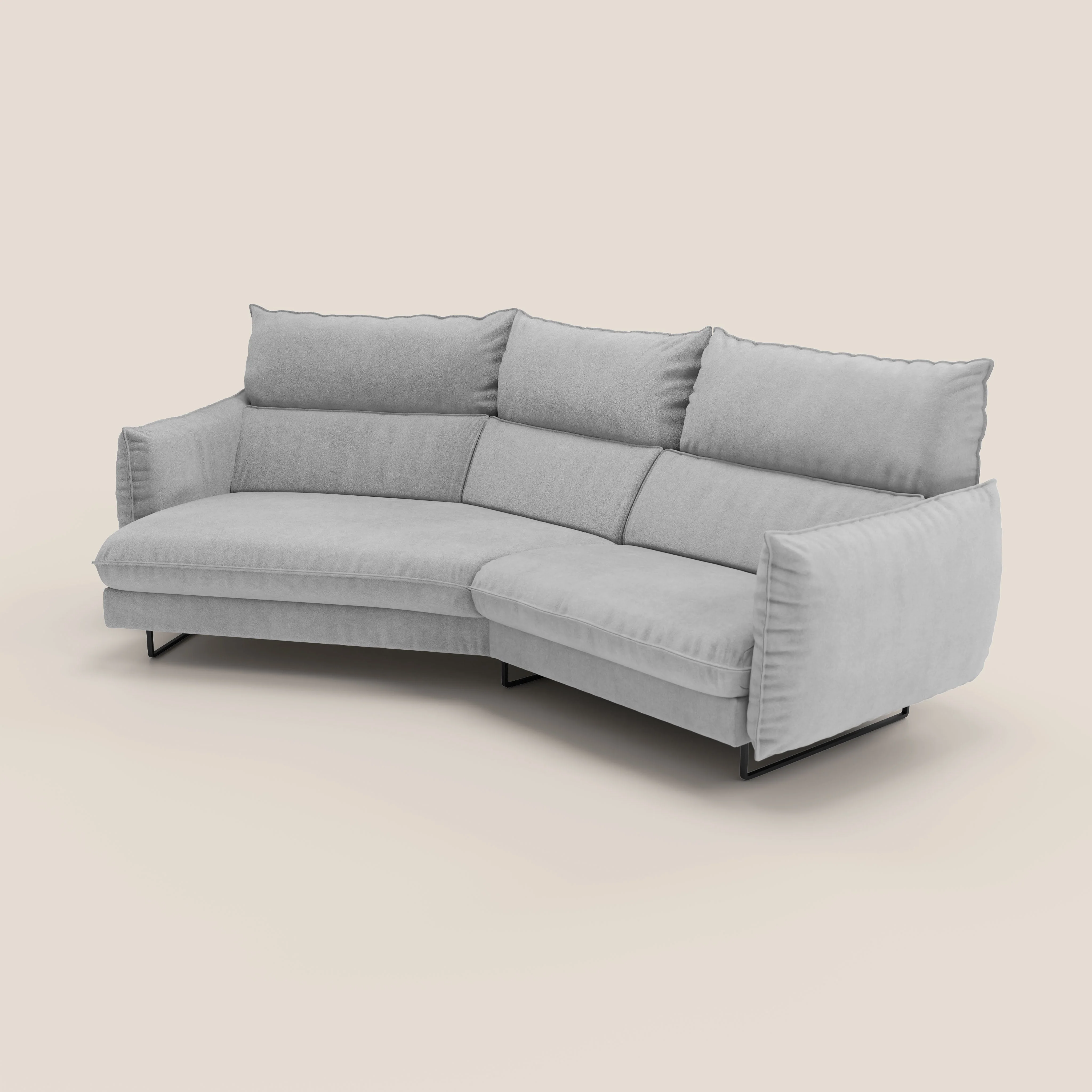 Monamour canapé d'angle au design moderne avec option relax électrique en microfibre détachable imperméable T11 gris clair - Image 6
