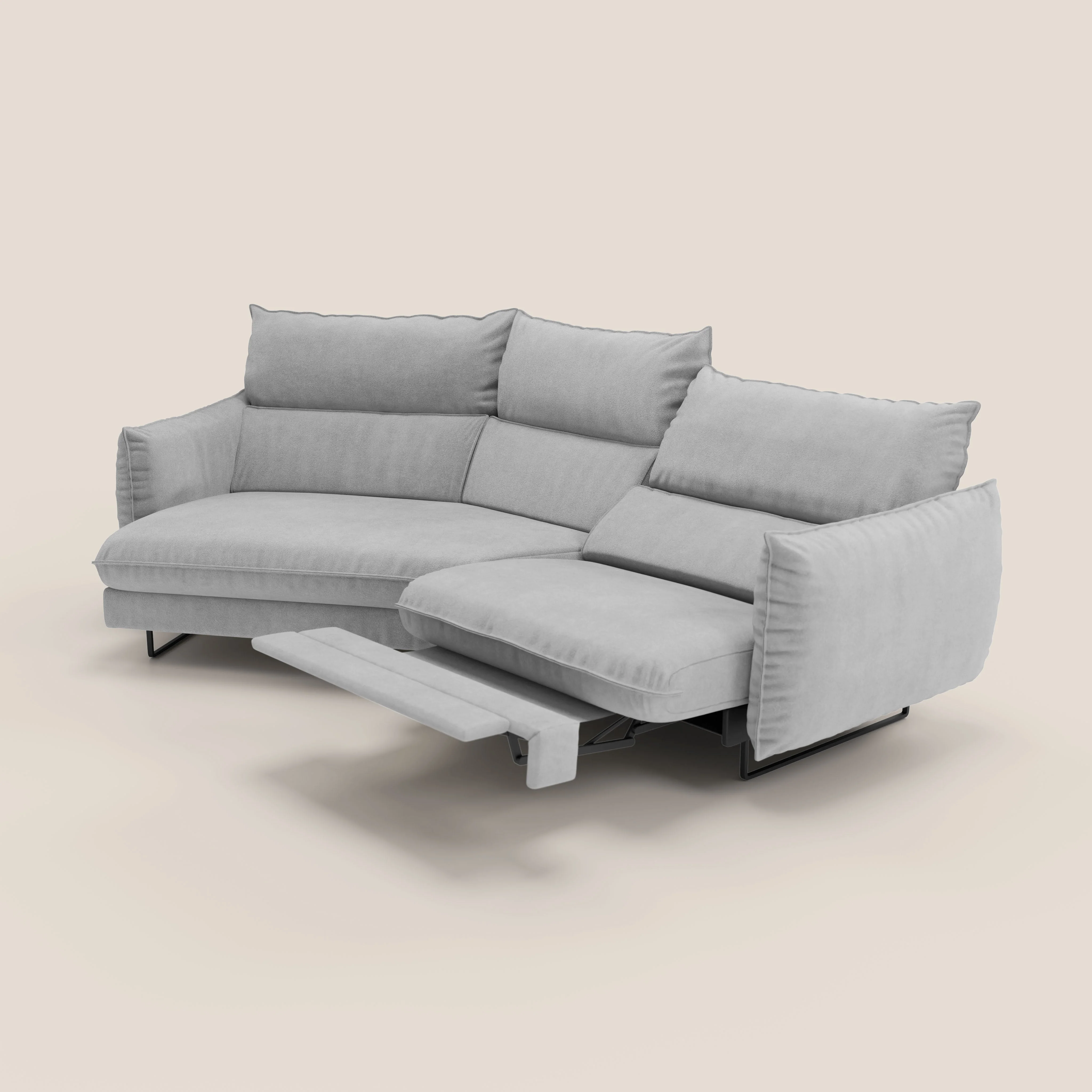 Monamour canapé d'angle au design moderne avec option relax électrique en microfibre détachable imperméable T11 gris clair - Image 8